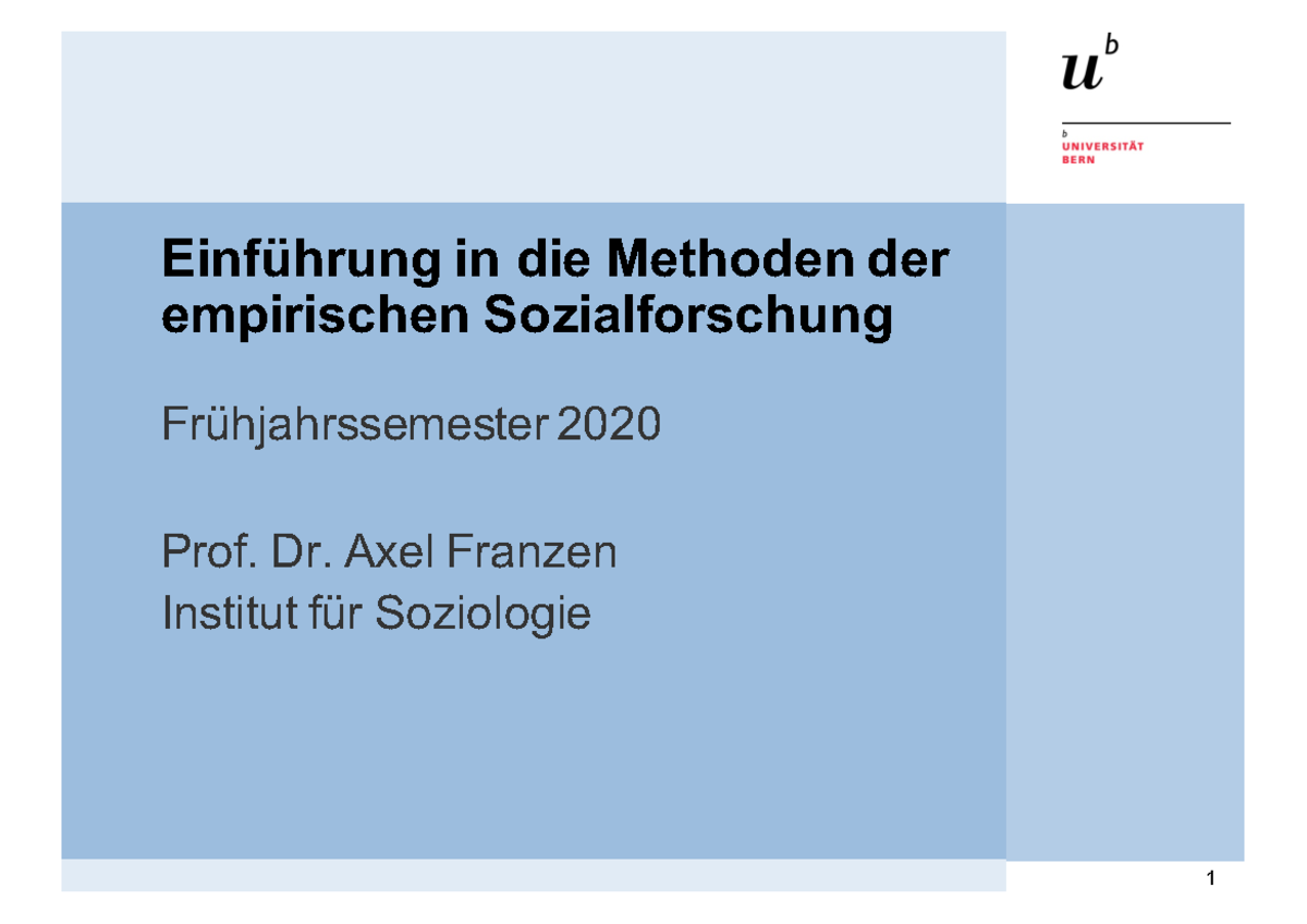 1 Einfuehrung - übung 1 - Einführung In Die Methoden Der Empirischen ...