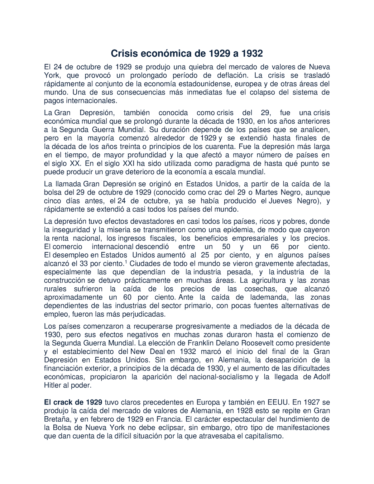 4 3 6542266 Crisis Economica De 1929 Crisis Económica De 1929 A 1932 El 24 De Octubre De 1929