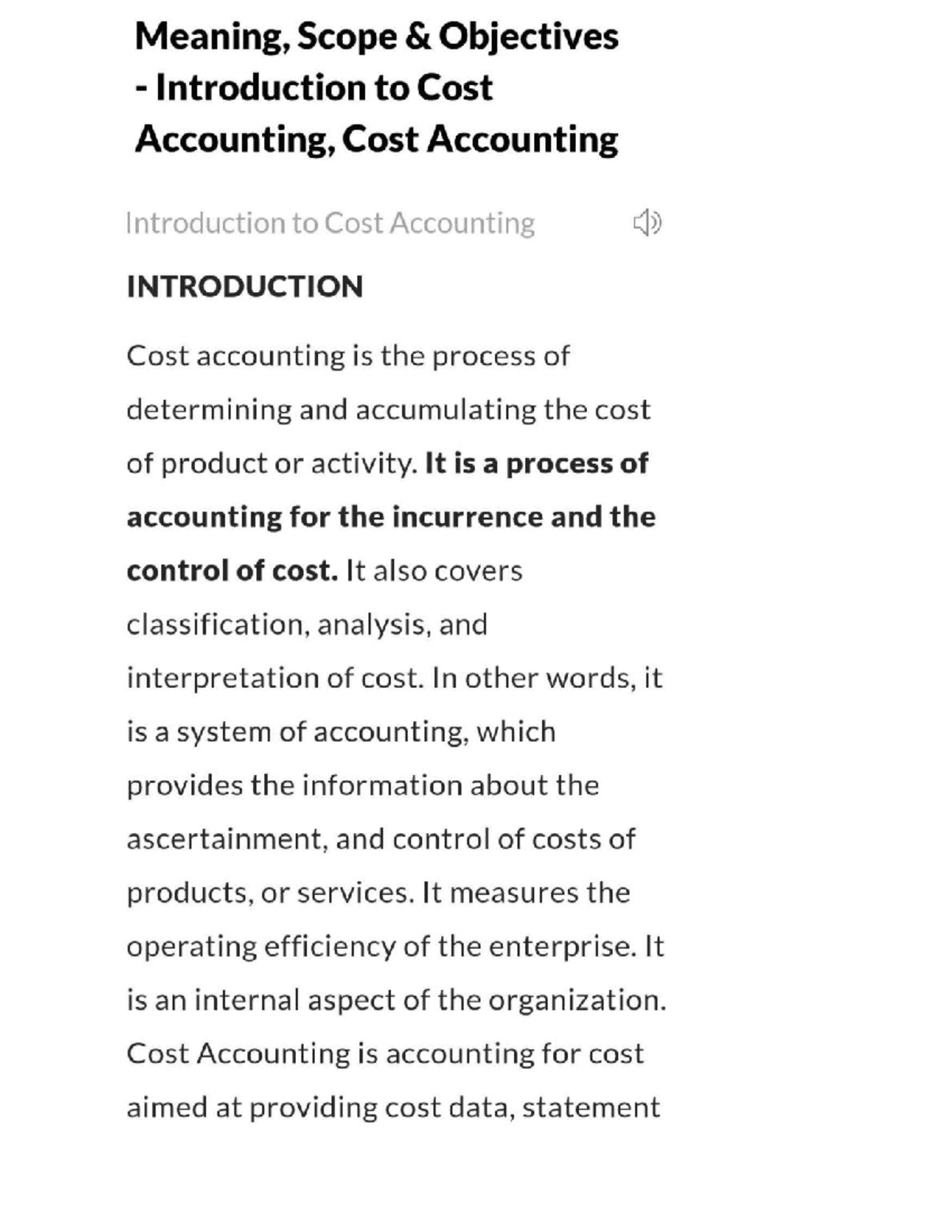 Cost Accounting Chapter Introduction B Finance And Taxition Studocu