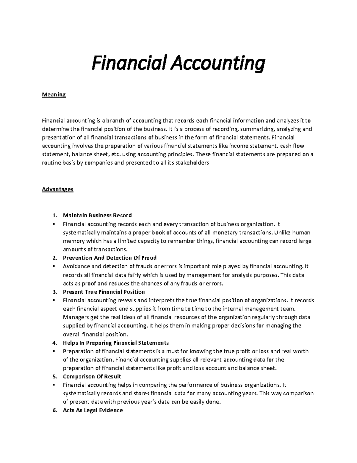 Introduction to financial accounting - Financial Accounting Meaning ...