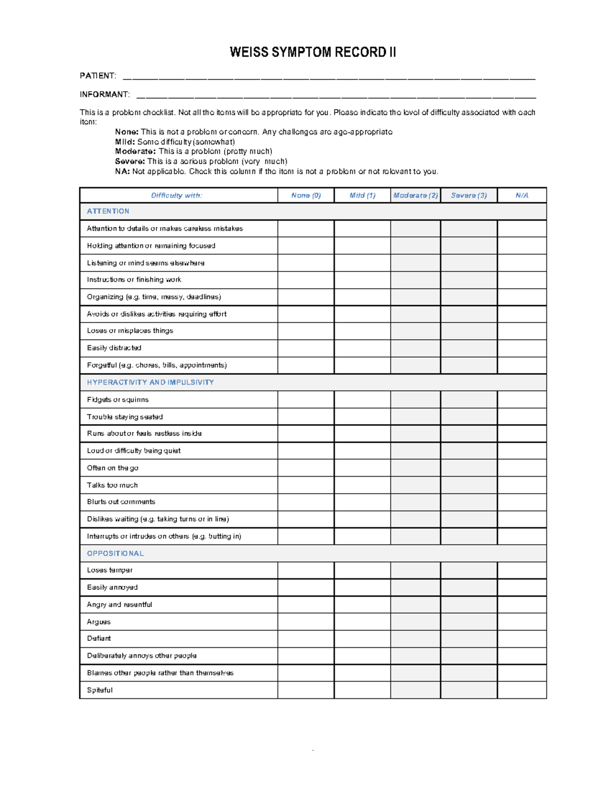 Wsr-ii Adhd - Article - 1 Patient: - Studocu