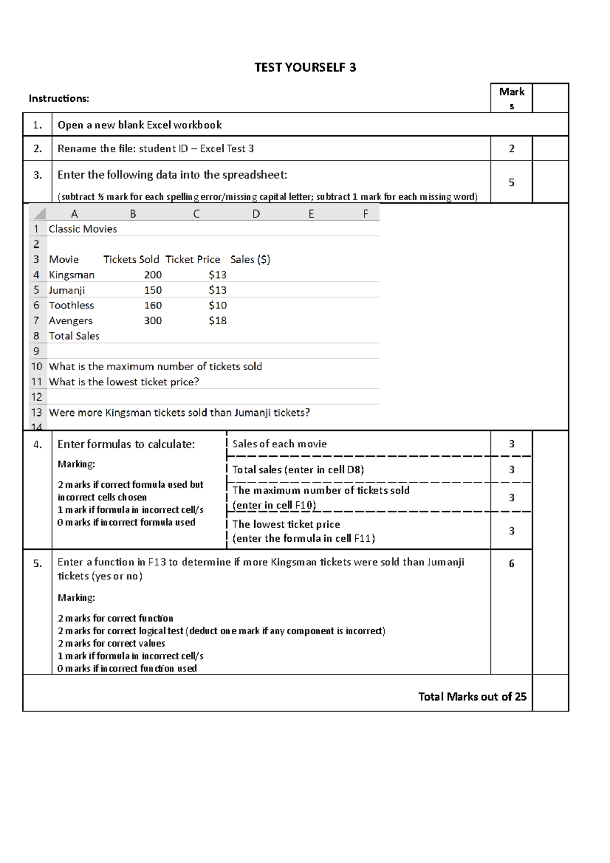 Test Yourself 3 - NAA - TEST YOURSELF 3 Instructions: Mark s Open a new ...