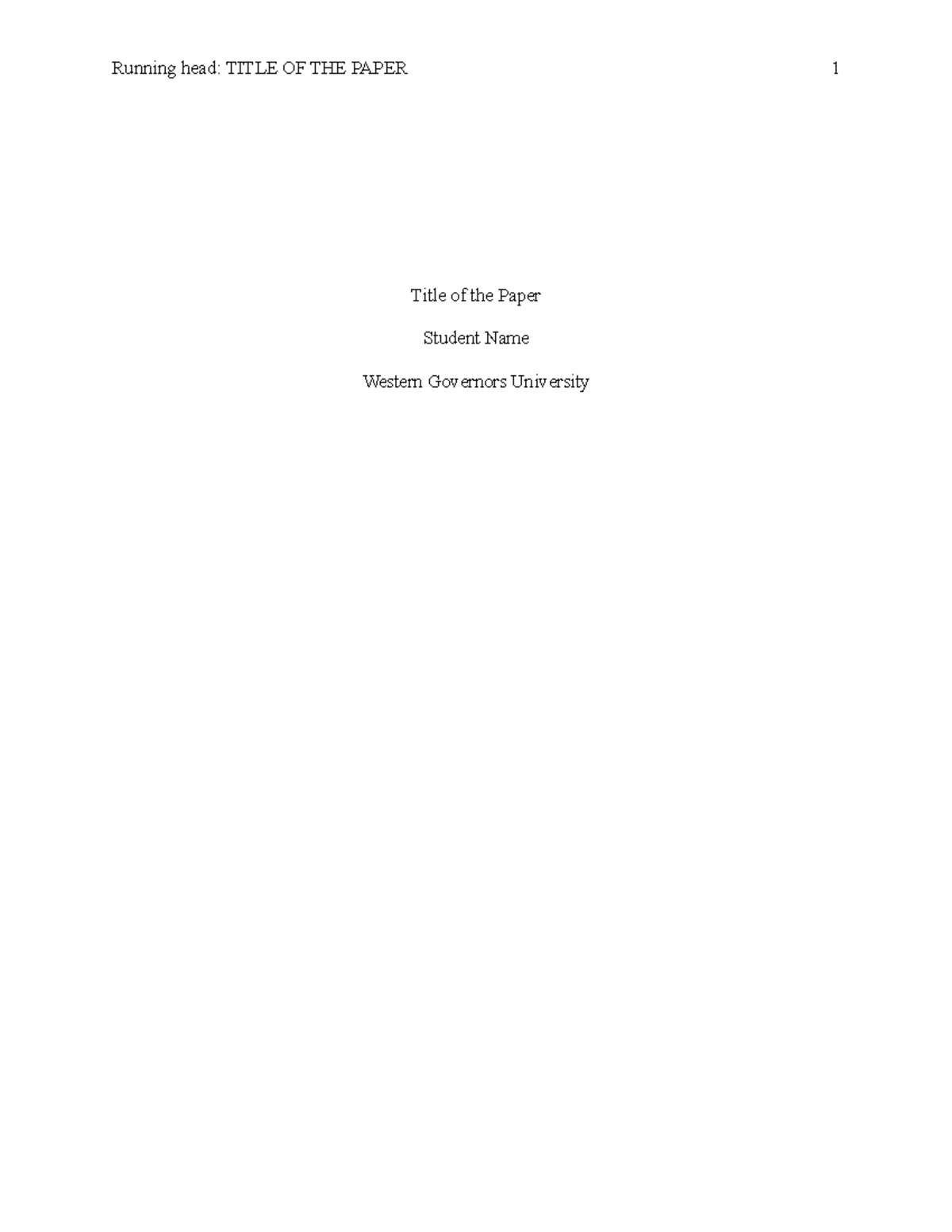 Sample Academic Paper Running head TITLE OF THE PAPER 1 Title of the