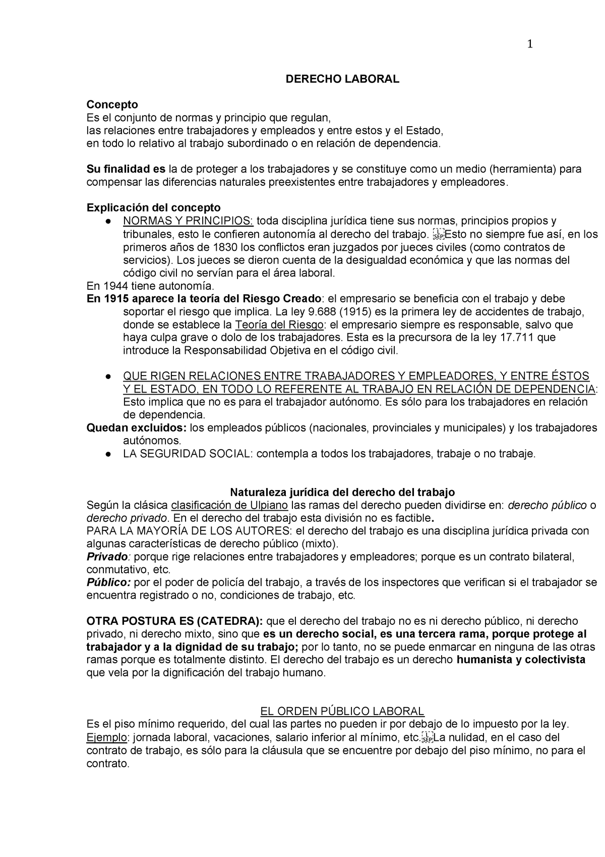 Derecho Laboral 1er Parcial Derecho Laboral Concepto Es El Conjunto De Normas Y Principio Que 9659