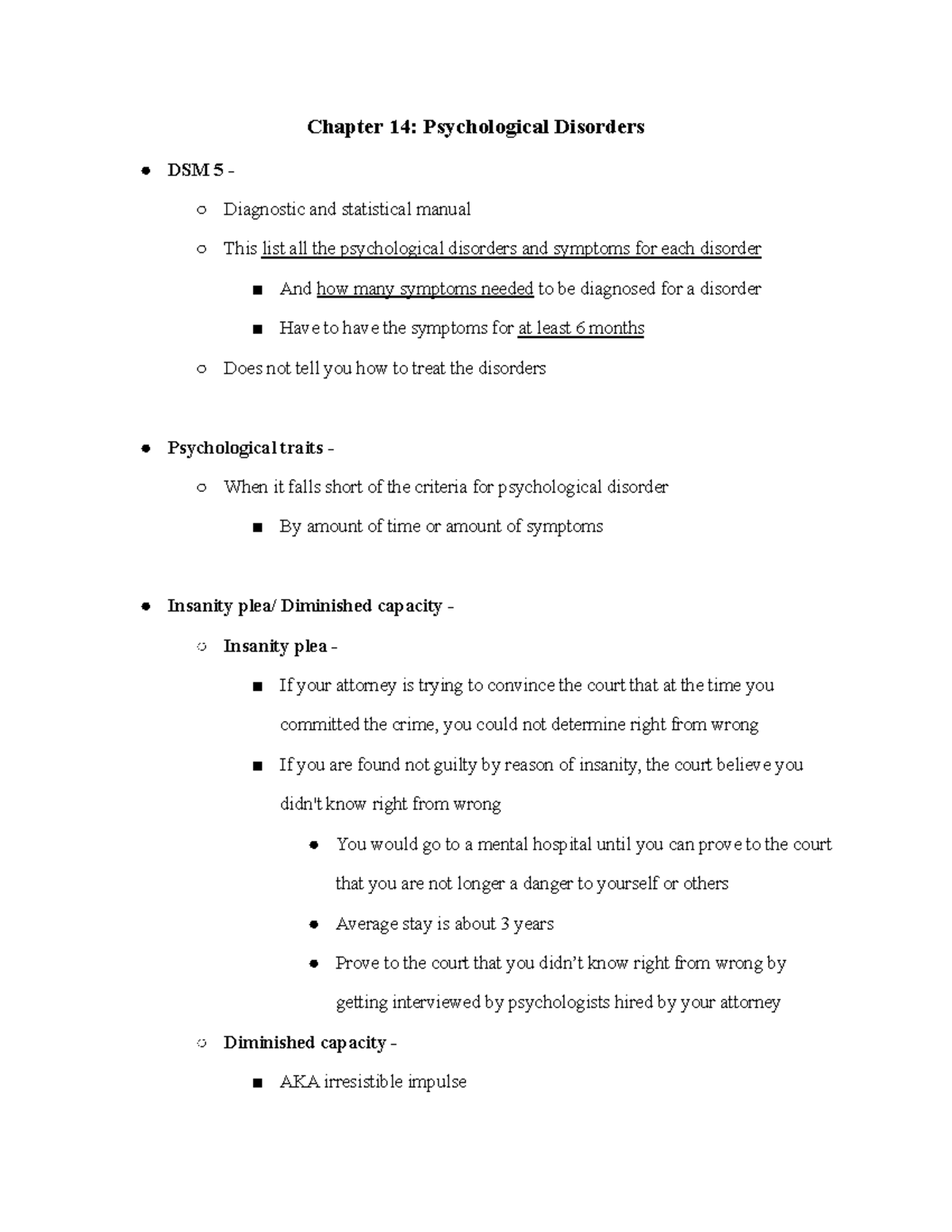 Chapter 14 Psychological discorders - Chapter 14: Psychological ...