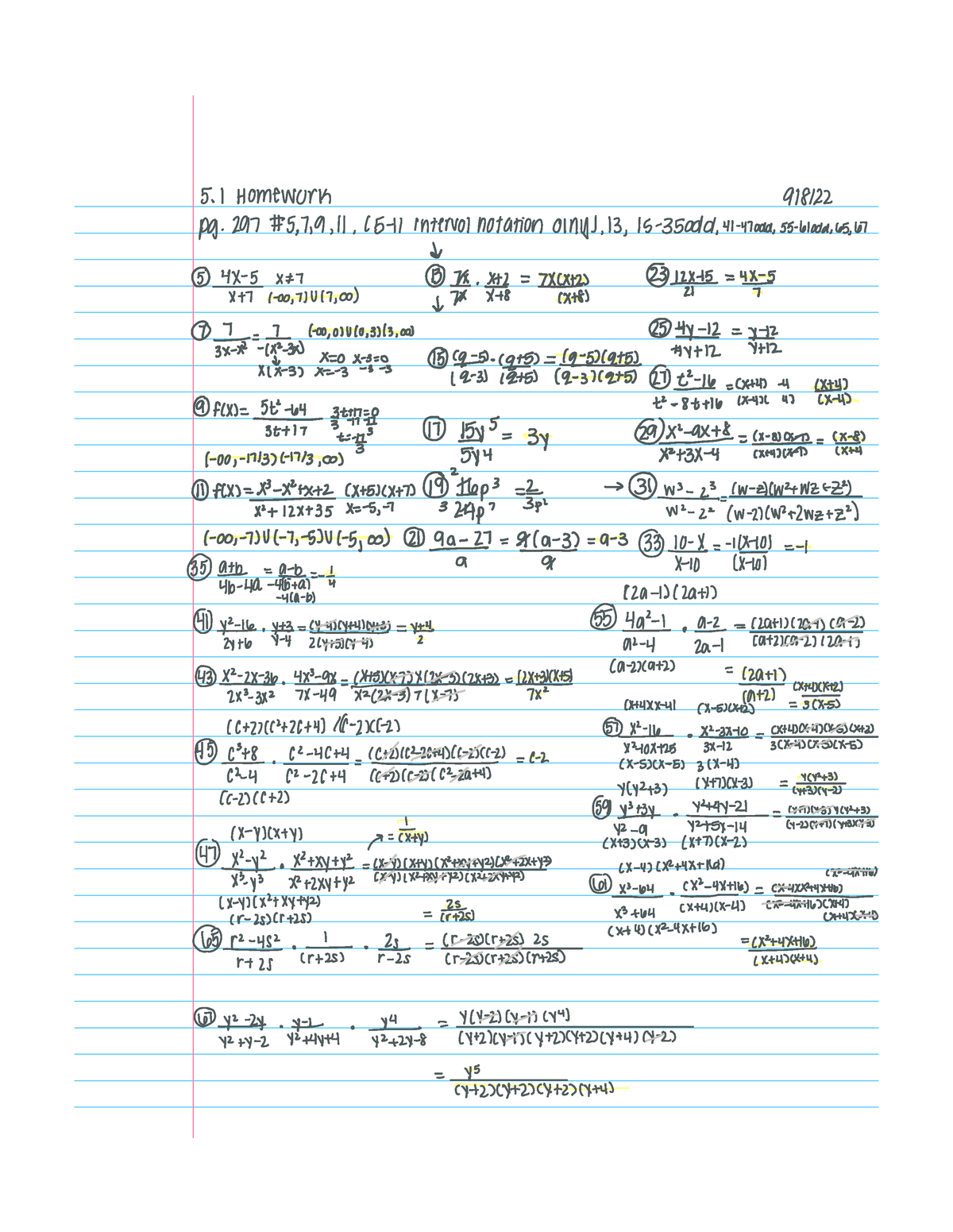 5.1 homework problems