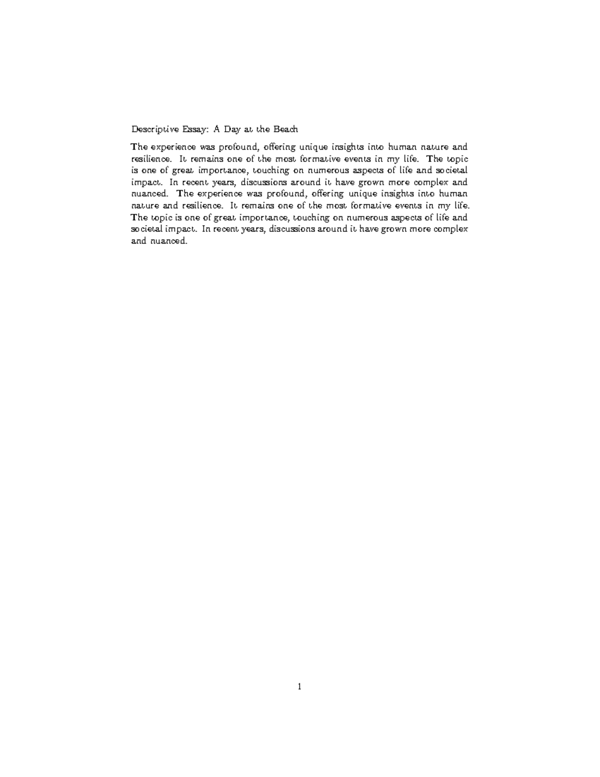 A day at the beach - essays - Descriptive Essay: A Day at the Beach The ...