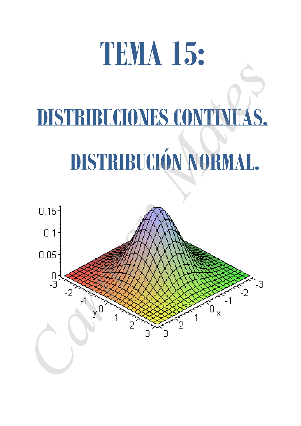 TEMA 15 - Distribuciones Continuas. Distribución Normal - TEMA 15 ...