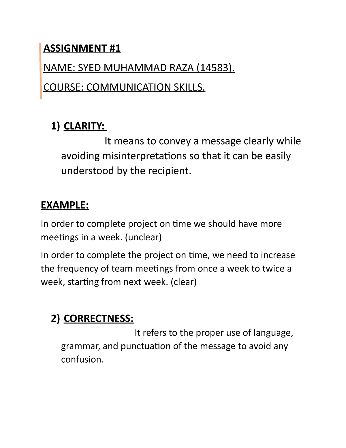 communication skills assignment pdf