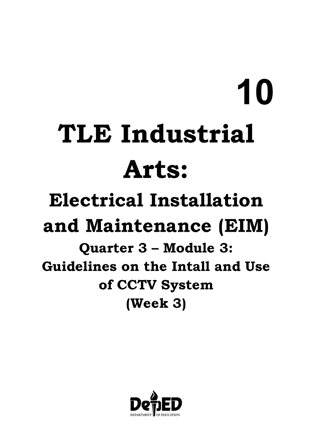 3 Q3 EIM Module 3 Quarter 3 Electrical Installation and Maintenance 10 TLE Industrial Arts