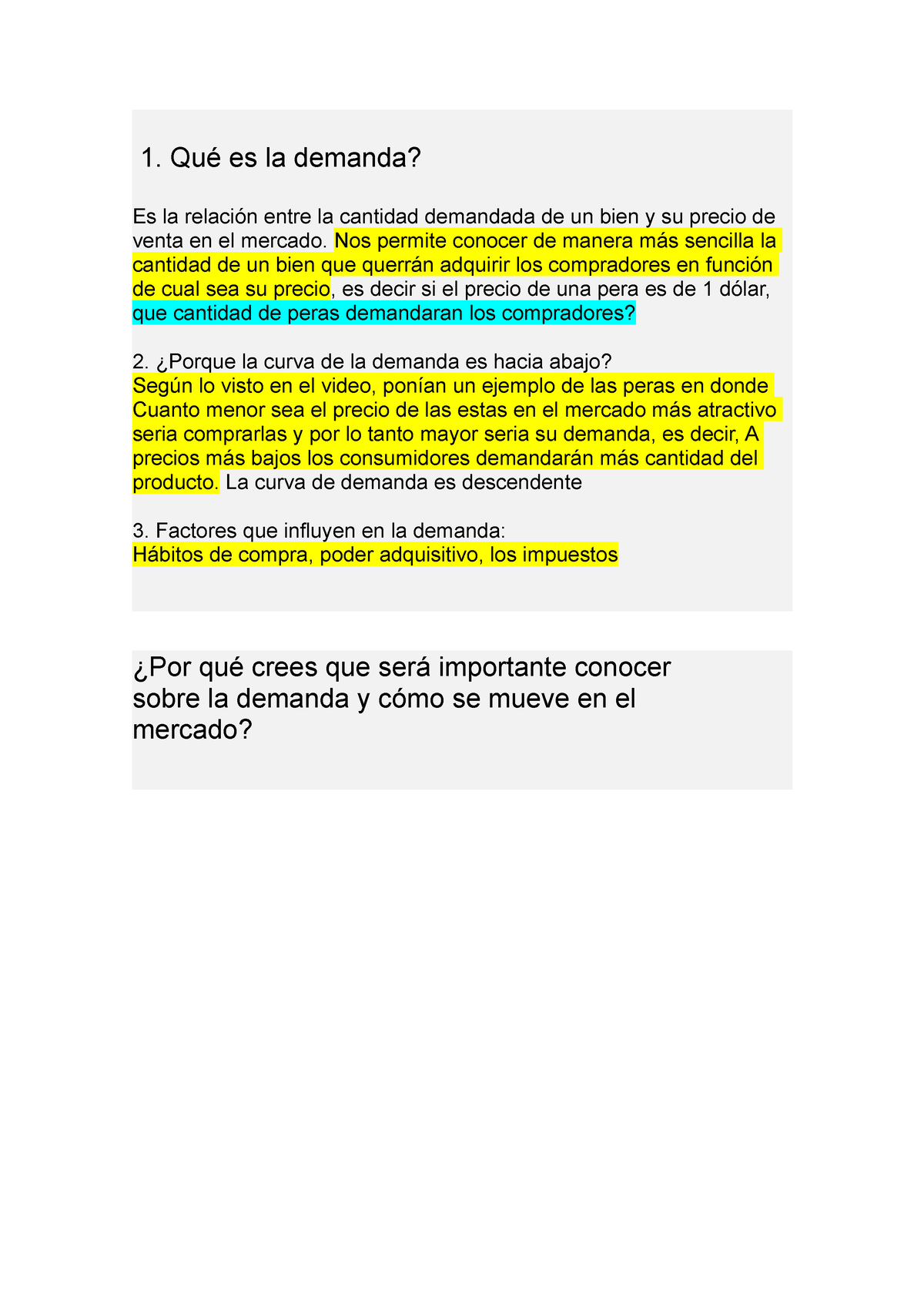 Semana 2 - Microeconomia, PREGUNTAS DE EXAMEN - 1. Qué Es La Demanda ...