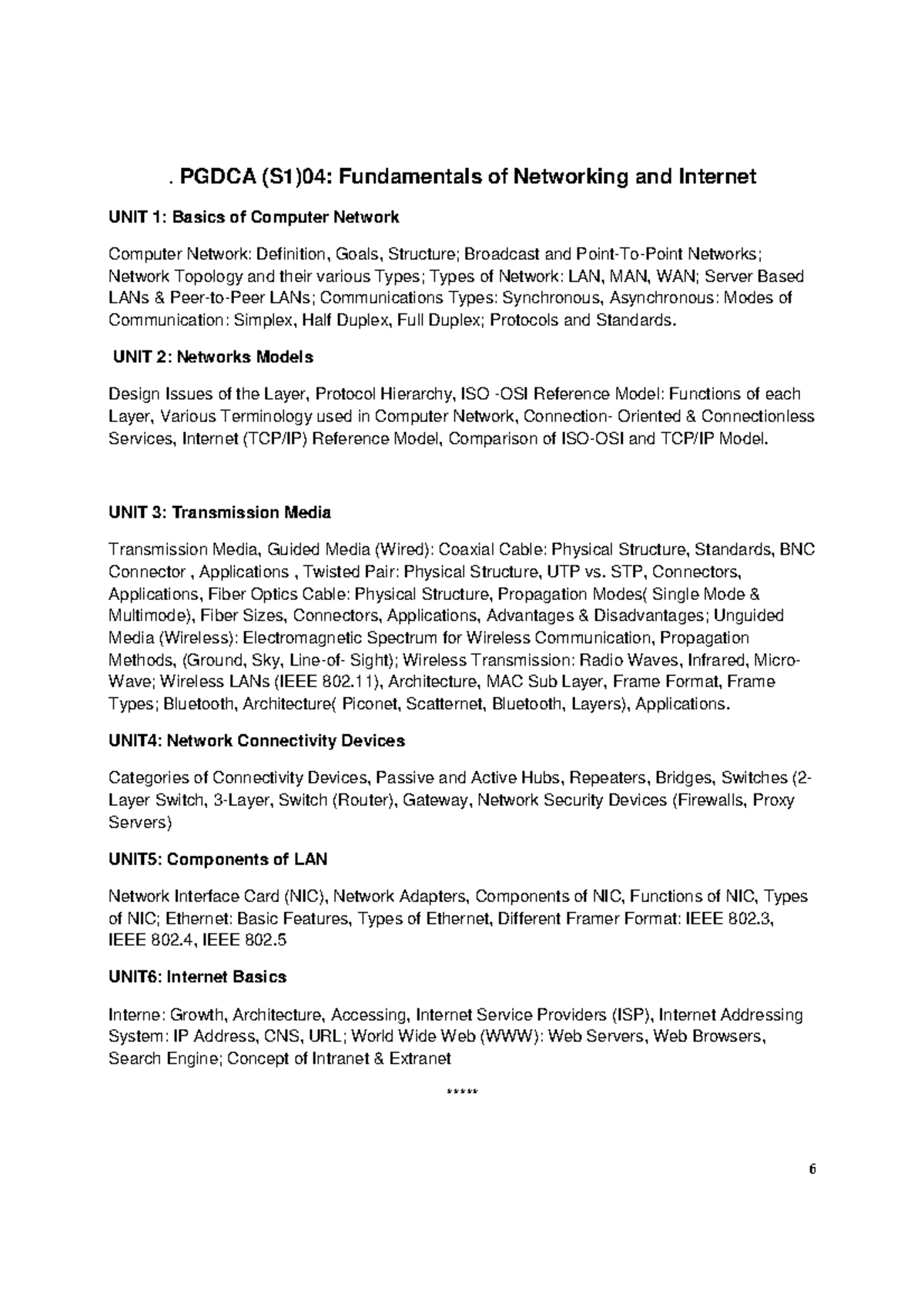 Pgdca (S1)04 Fundamentals of Networking and Internet - 6 . PGDCA (S1)04 ...