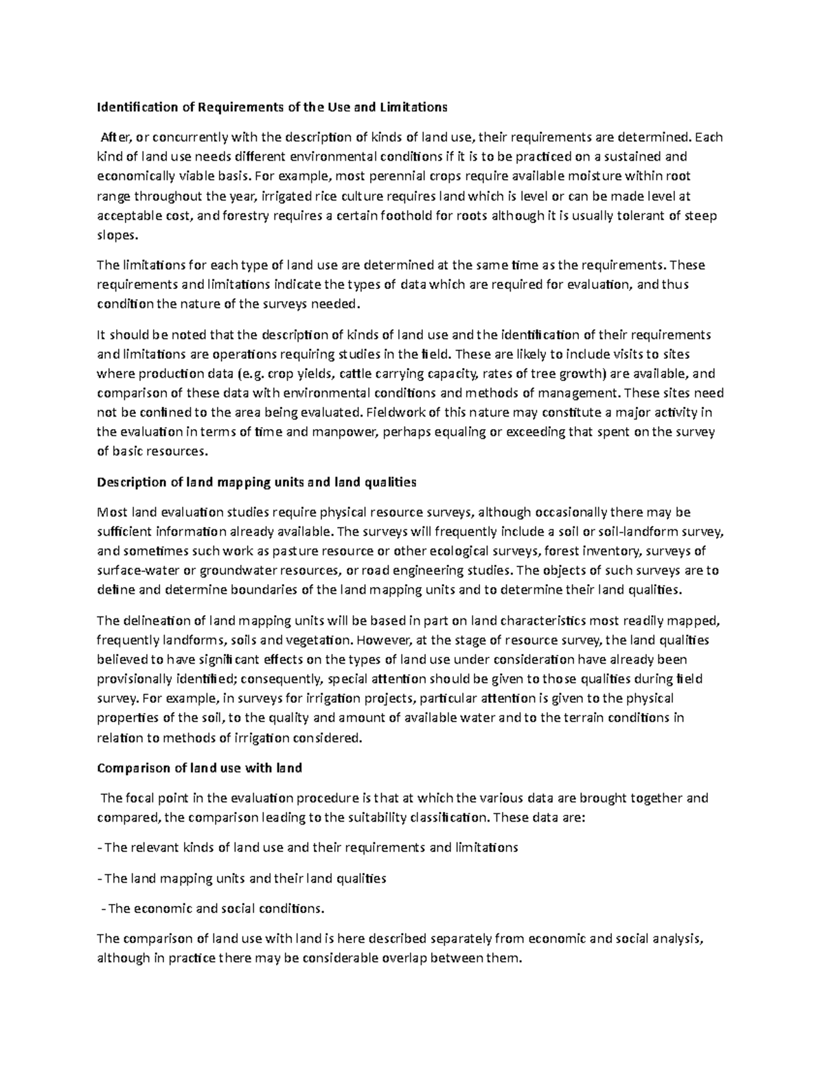 Identification of Requirements of the Use and Limitations - Each kind ...