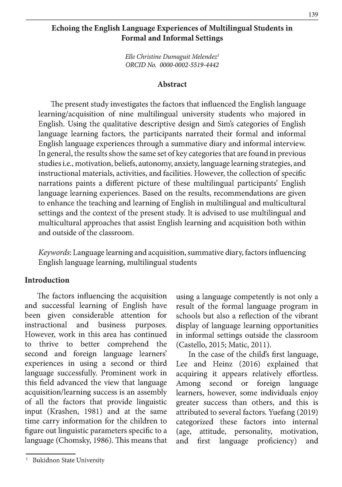 Echoing the English Language Experiences of Multilingual Students in ...