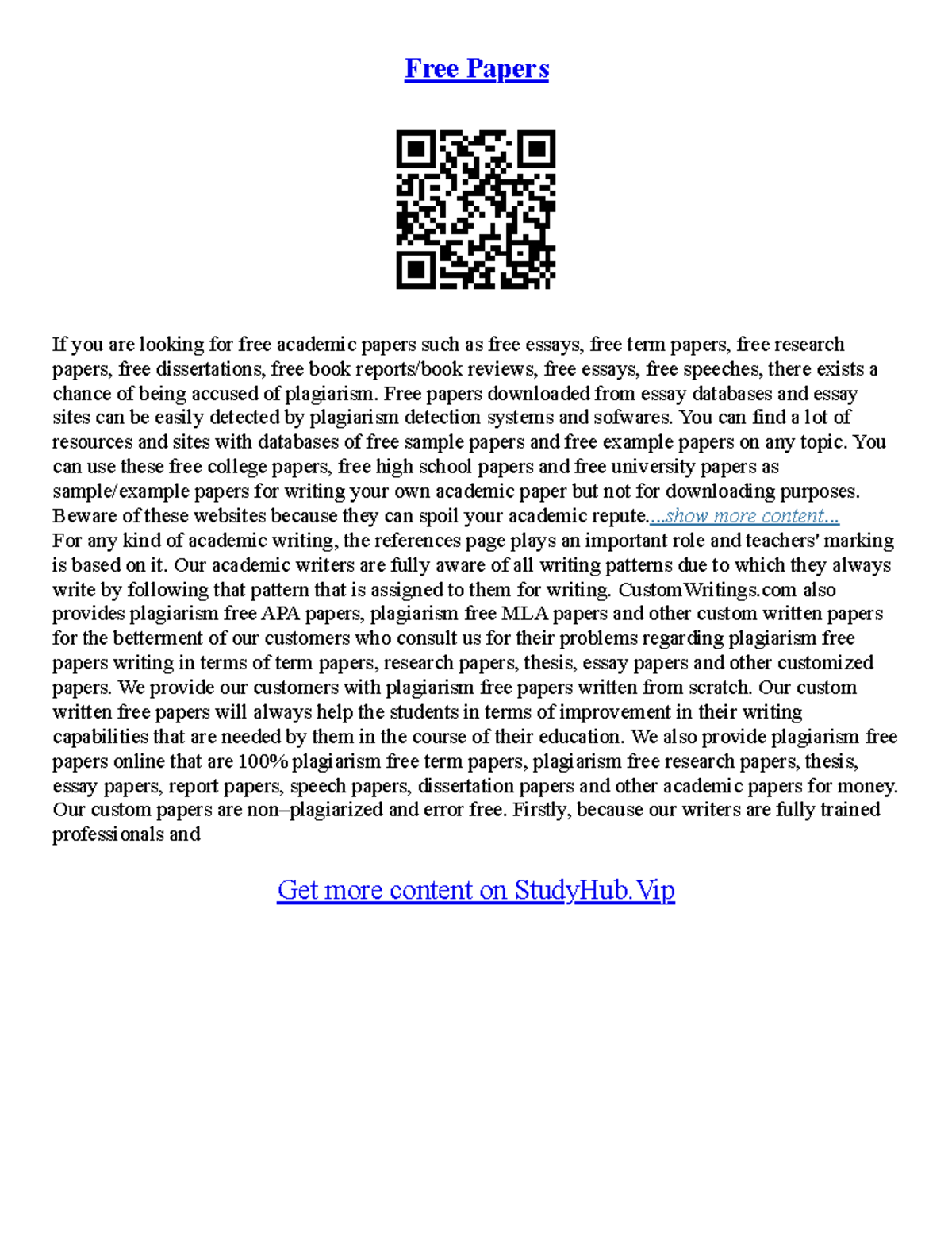 Essay Term Paper - Free Papers If you are looking for free academic ...