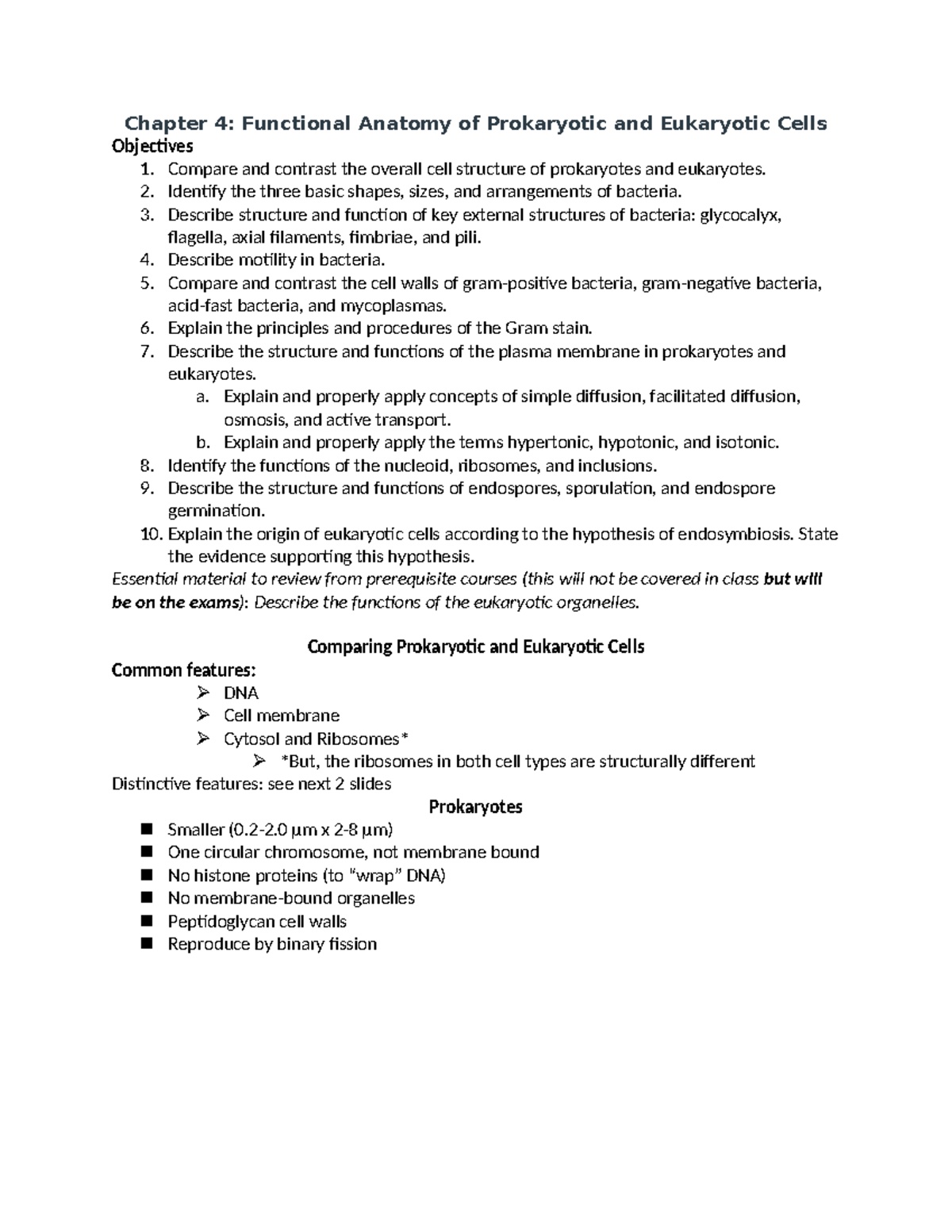 Chapter 4 - study guide - Chapter 4: Functional Anatomy of Prokaryotic ...