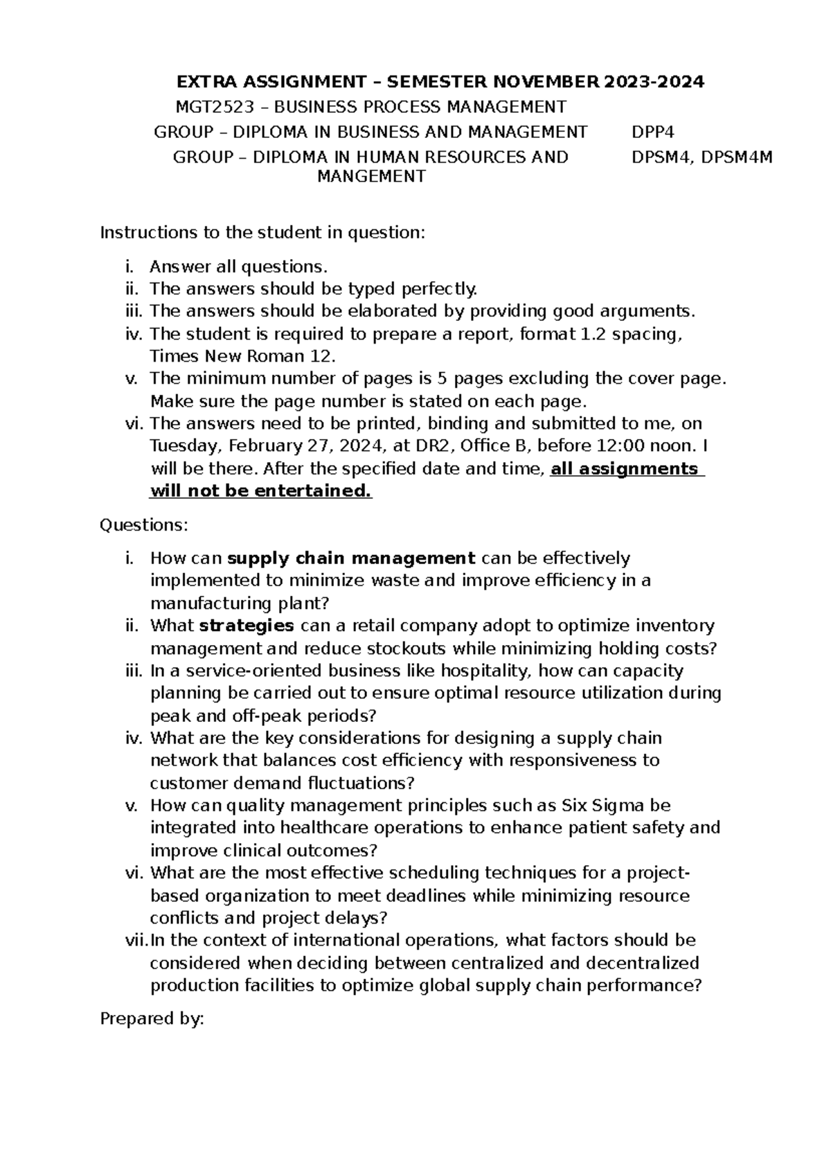 extra assignment suomeksi