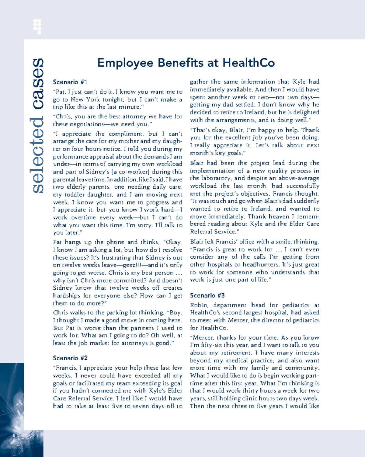 employee benefits at healthco case study answers