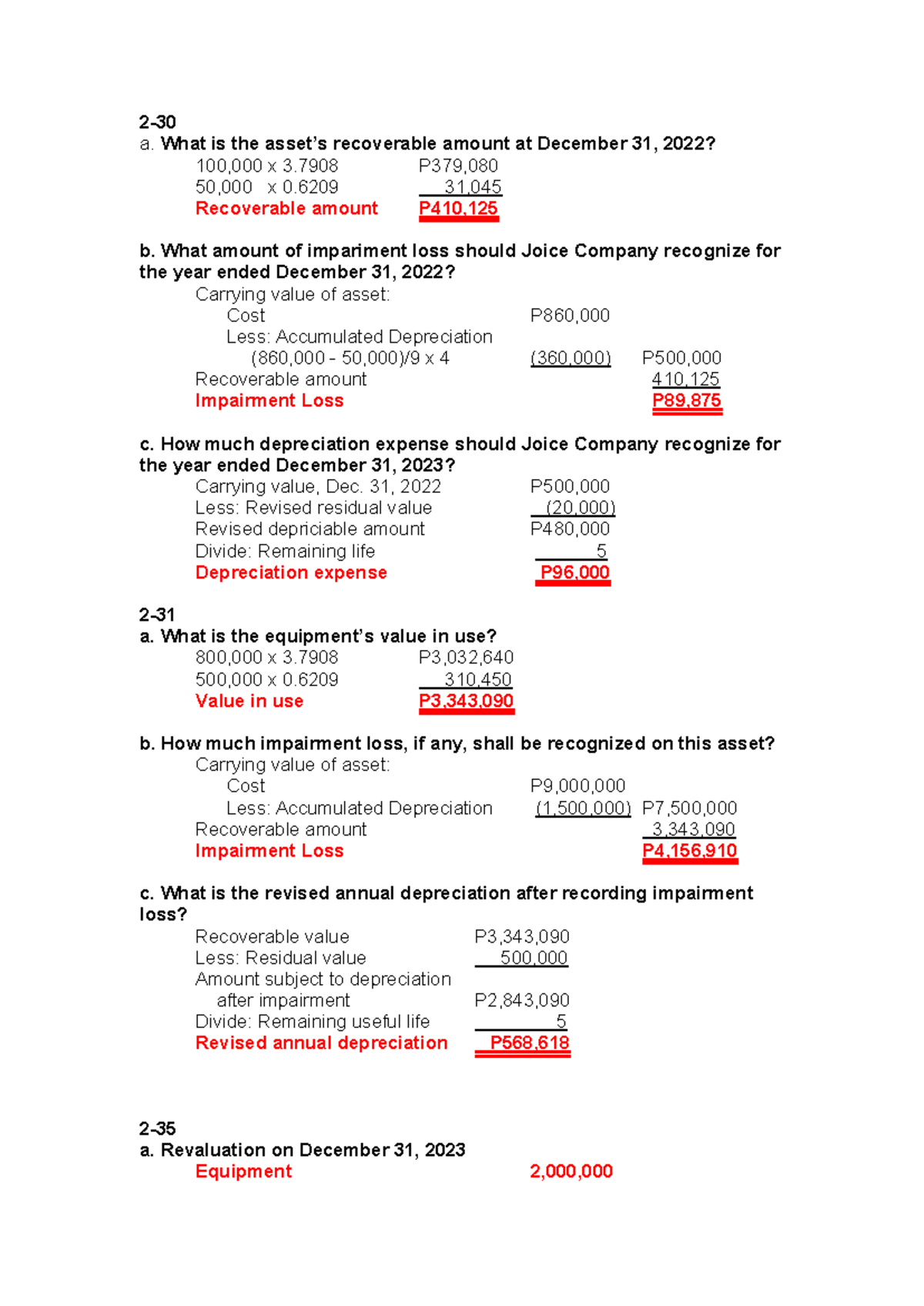 PPE Assignment 3 - What is the asset’s recoverable amount at December ...