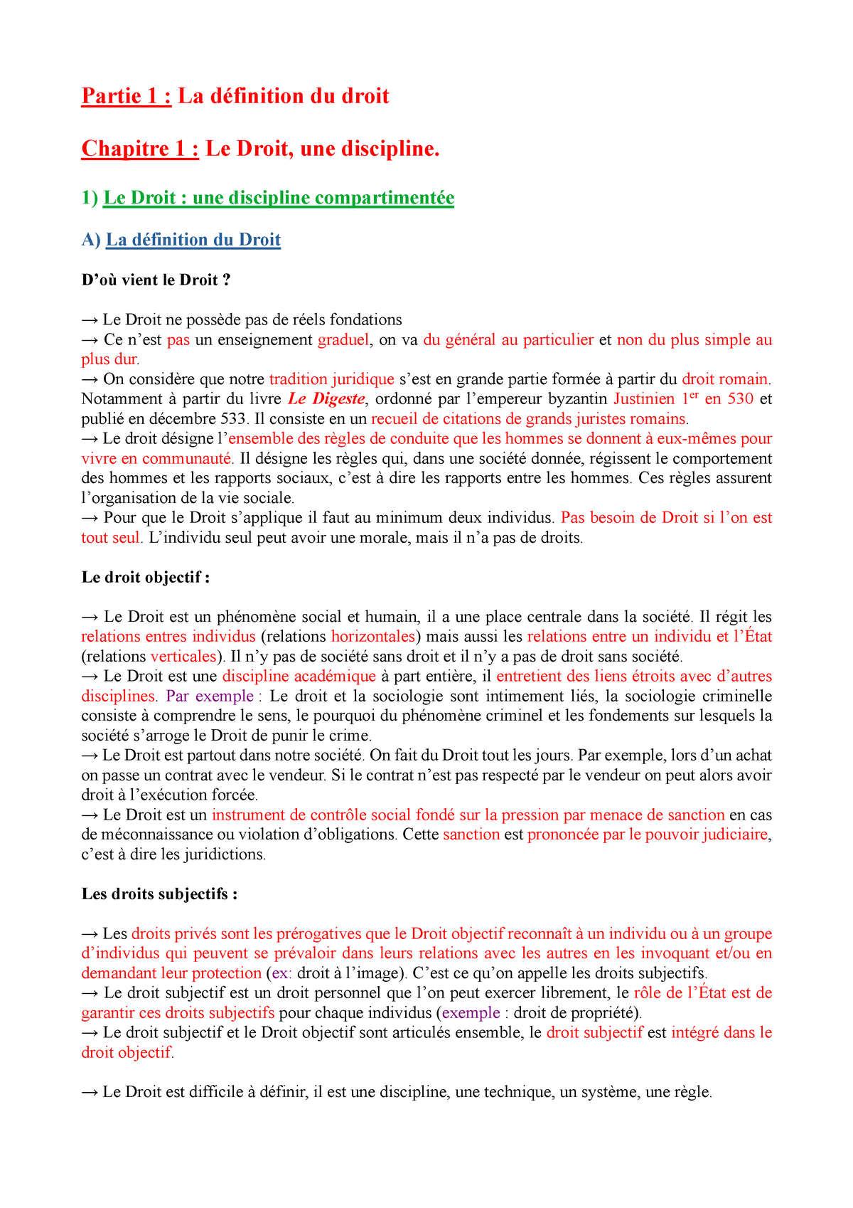 dissertation la definition du droit