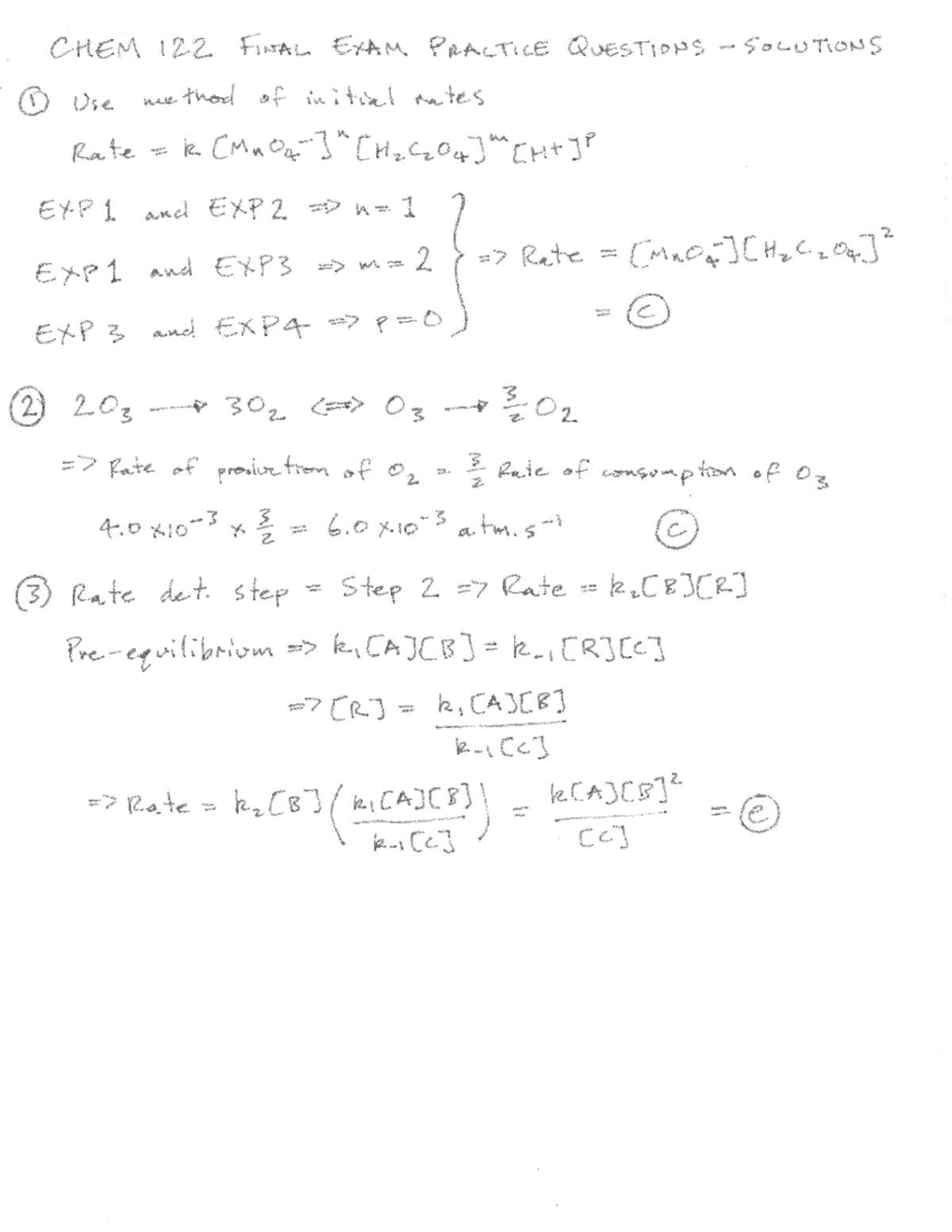 Solutions for Chem 122 Final Exam Practice Questions - CHEM 122 FINAL ...