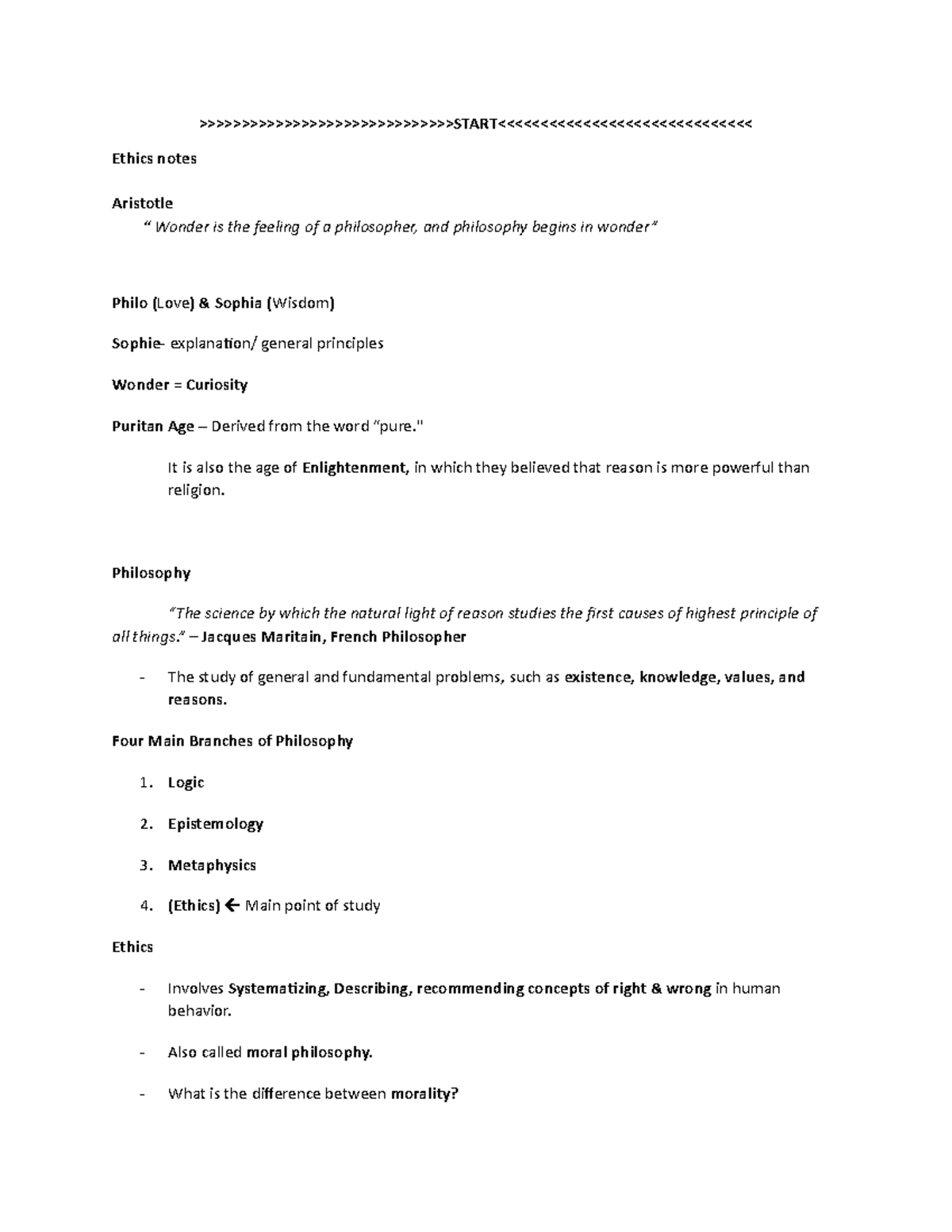 Ethics notes - note - - Studocu