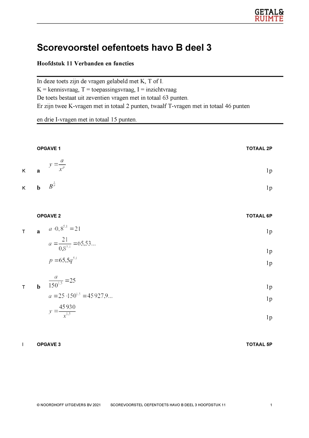 Havo Wis B H11 Oefentoets Antwoordmodel - Scorevoorstel Oefentoets Havo ...