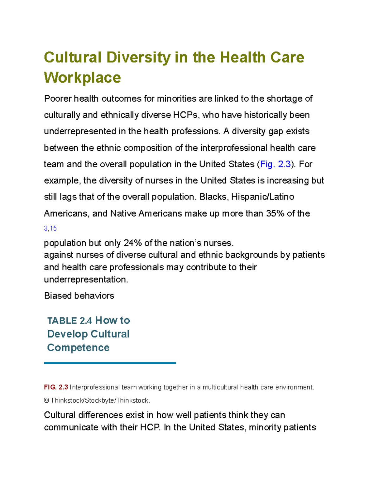 diversity in health care assignment