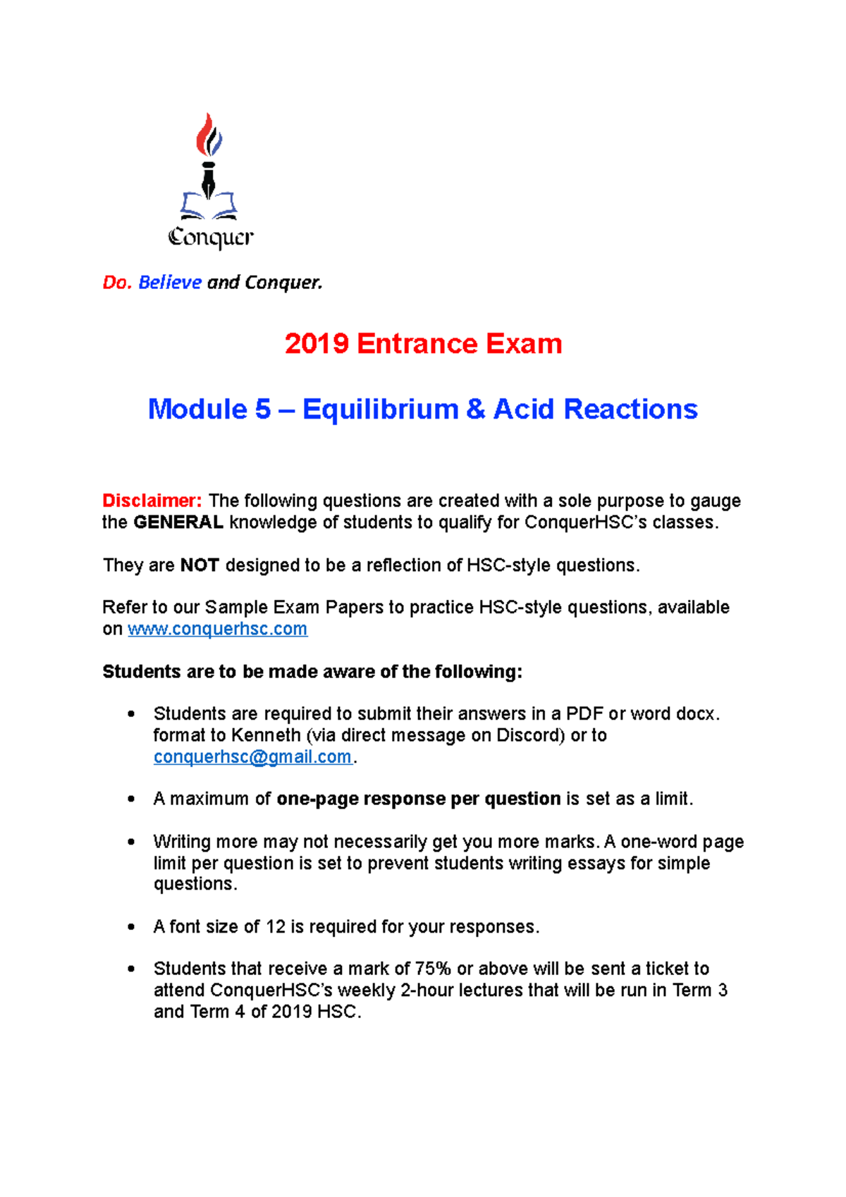 chemistry phd entrance exam