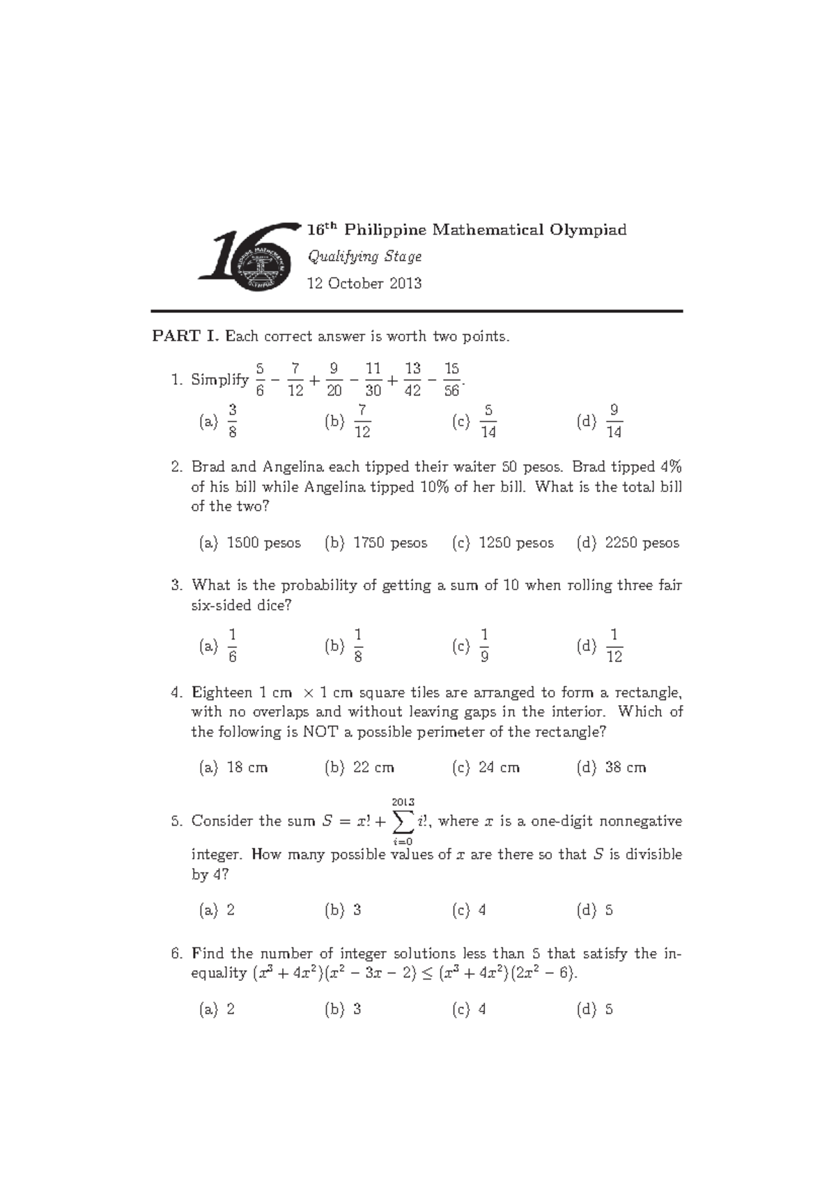 16th-PMO-Qualifying - National math - 16 th Philippine Mathematical ...