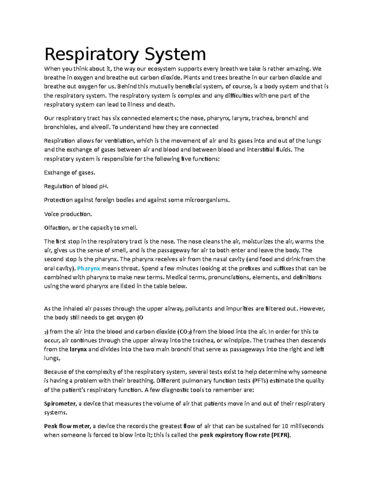 Respiratory System - Respiratory System When you think about it, the ...