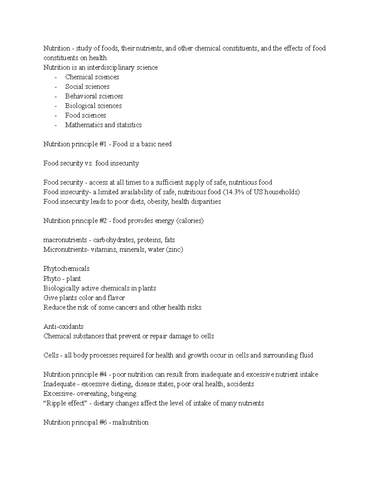 Nutrition LEC 01 - Notes - Nutrition - Study Of Foods, Their Nutrients ...