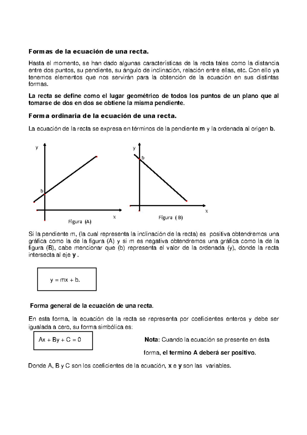 1 5 Formas De La Ecuacion De Una Recta - Formas De La Ecuación De Una 