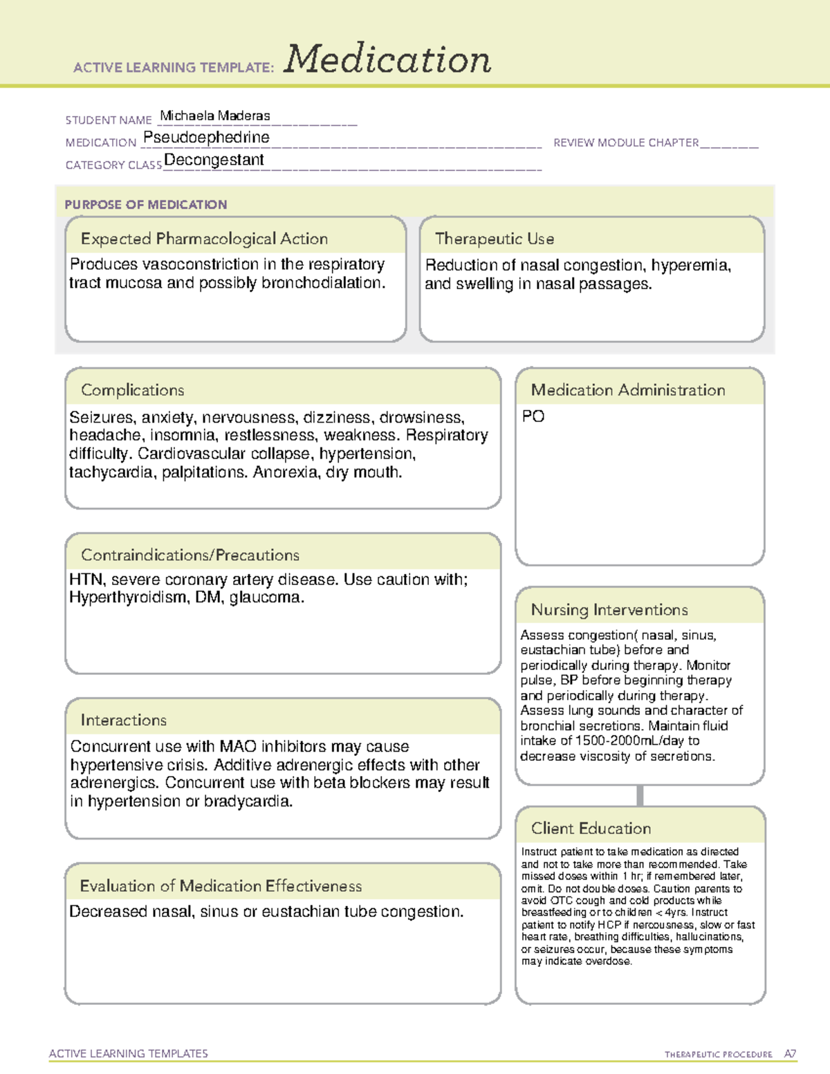 Digoxin Drug card ACTIVE LEARNING TEMPLATES THERAPEUTIC PROCEDURE A