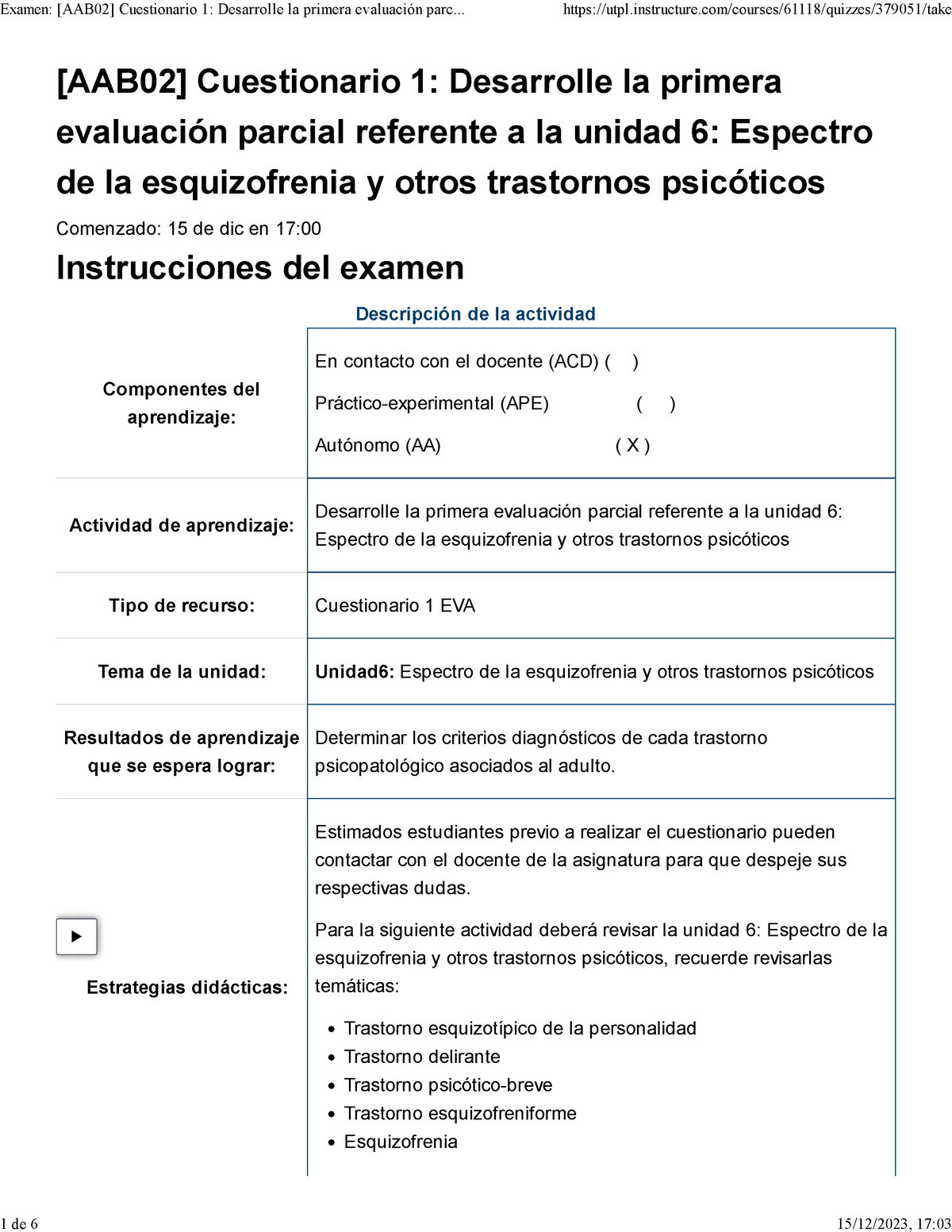 Examen [AAB02] Cuestionario 1 Desarrolle La Primera Evaluación Parcial ...