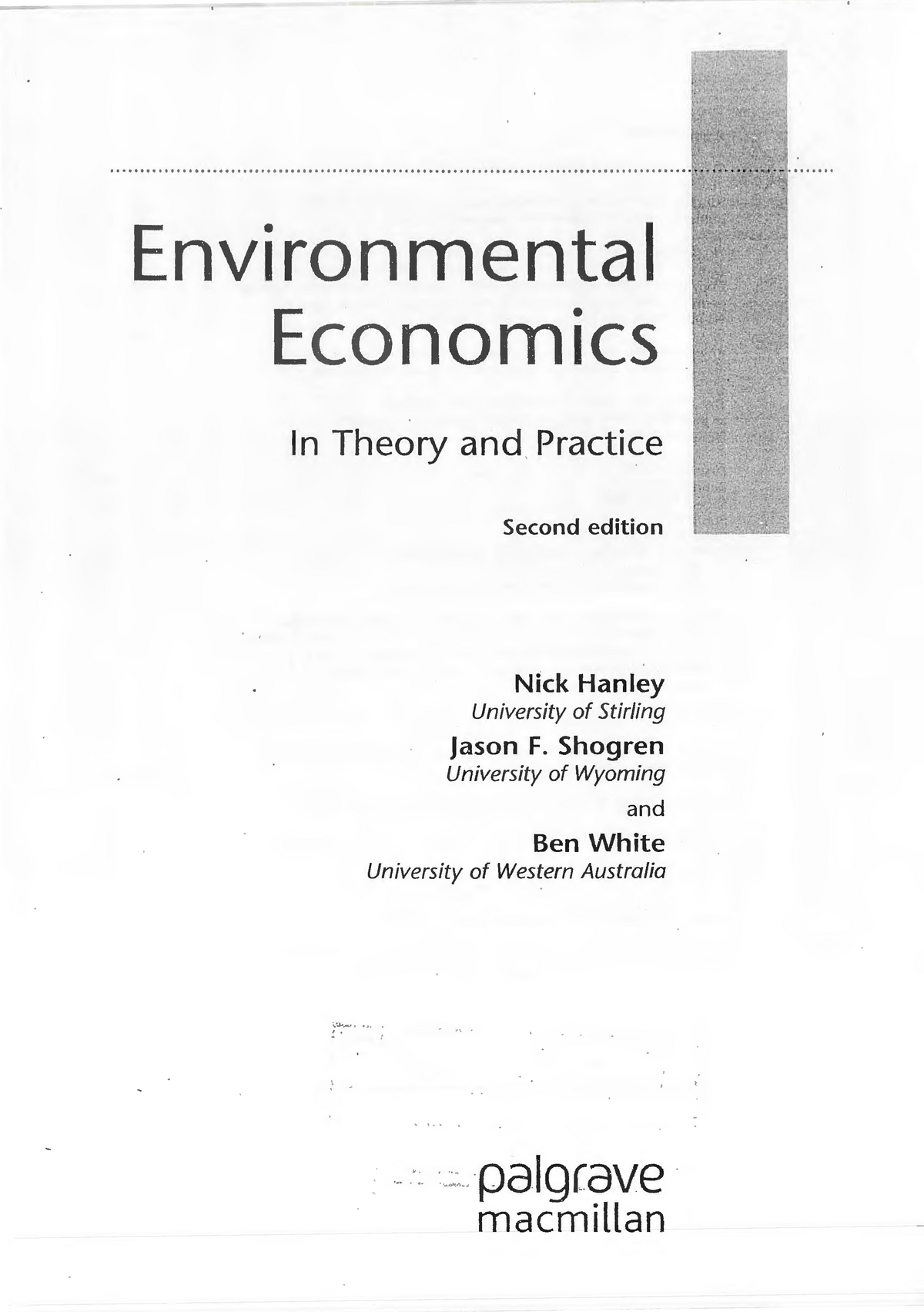 environmental economics assignment topics