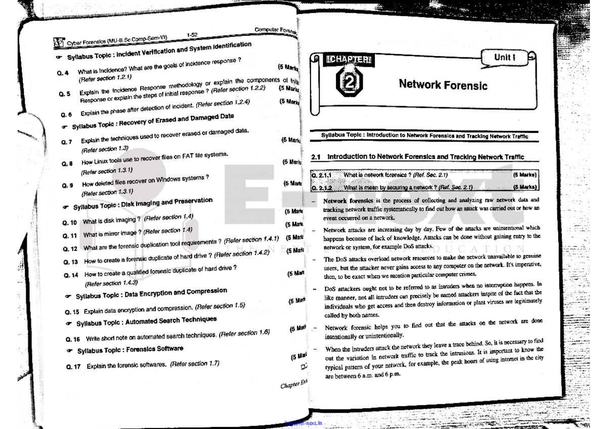 Unit 1 2 Network Forensic E Next Computer Network Studocu