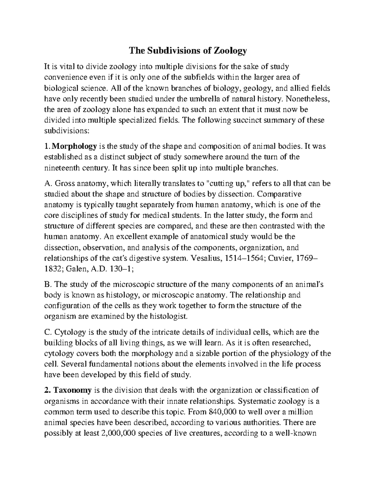 Zoology Chapter 1 [ Introduction ] part 2 The Subdivisions of Zoology