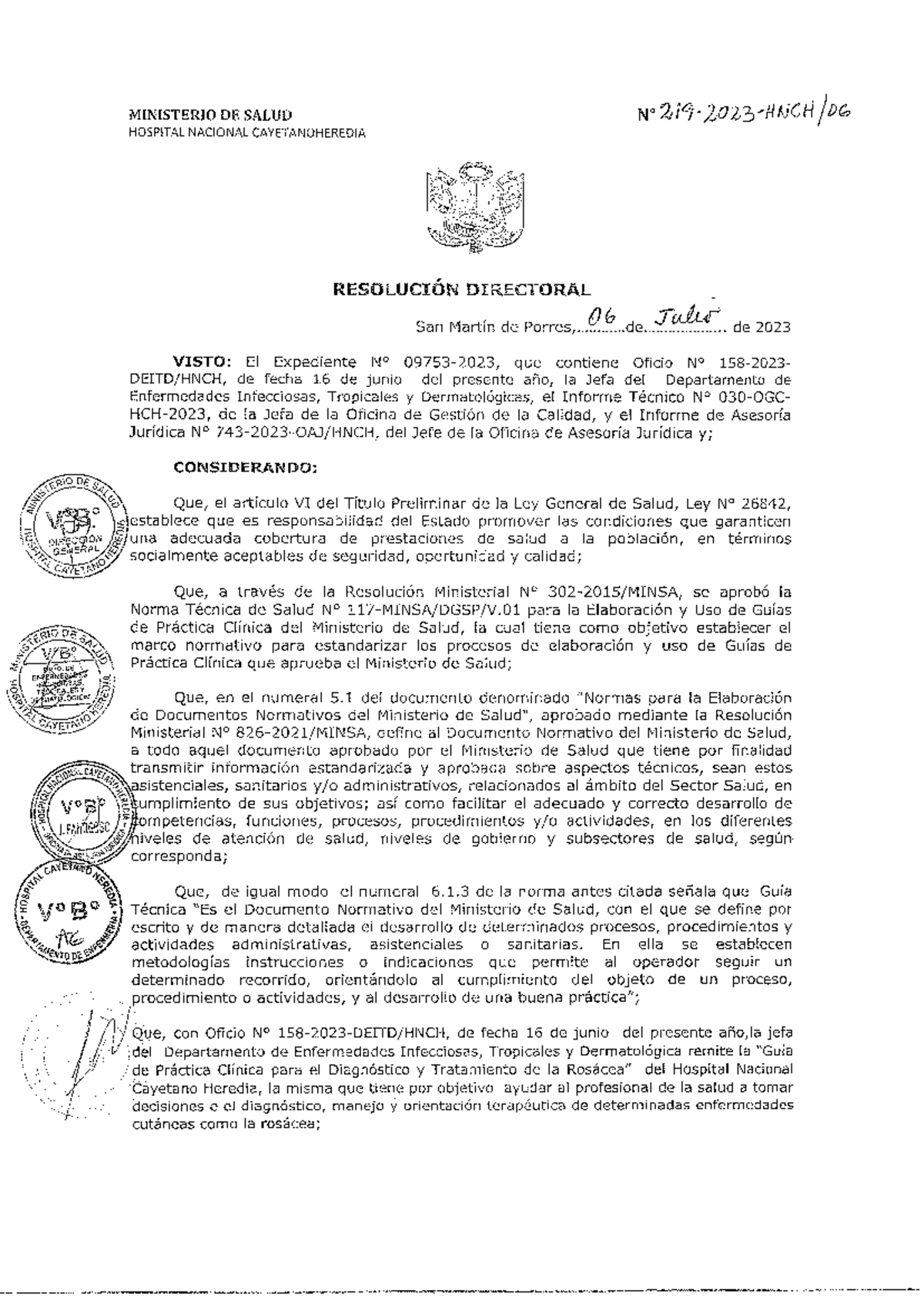 RD N° 219-2023-HNCH-DG - MINISTERIO DE SALUD HOSPITAL NACIONAL ...