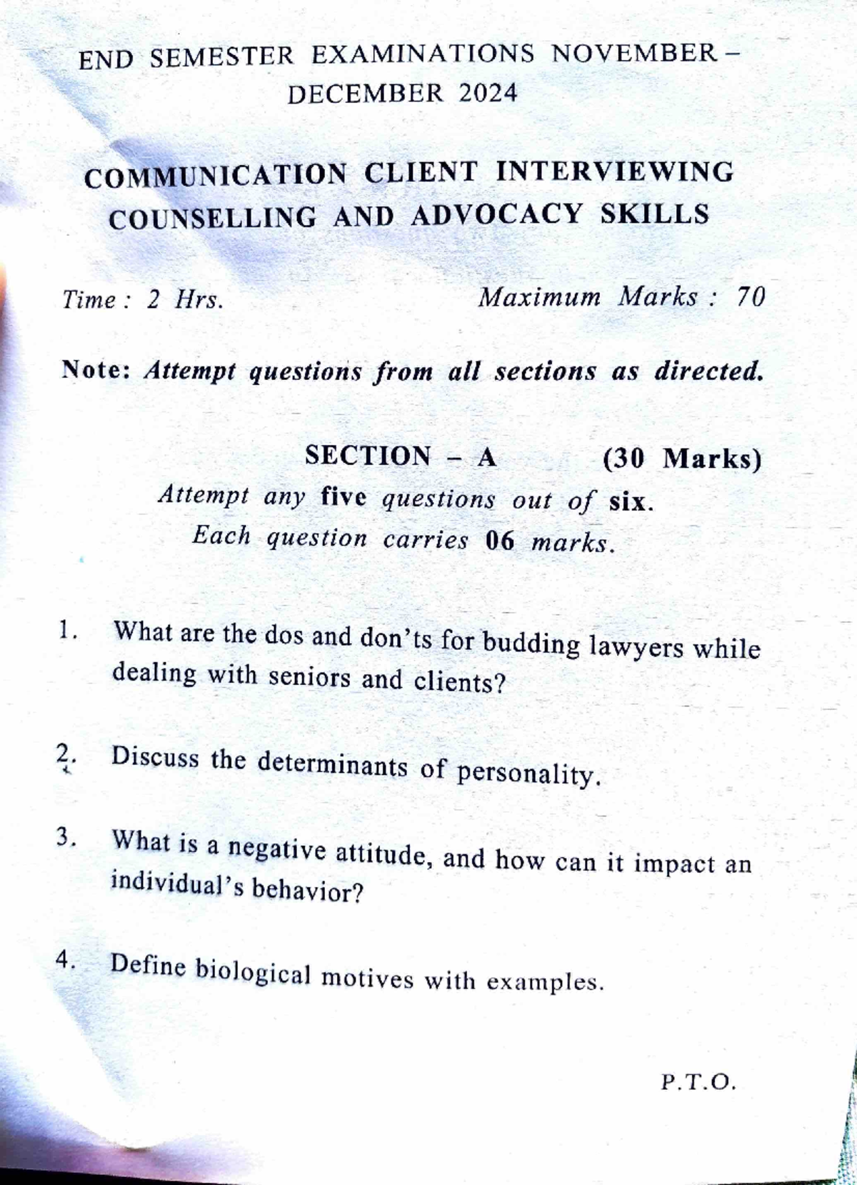 Client counseling -~~- END -SEMESTER EXAMINATIONS NOVEMBER ...
