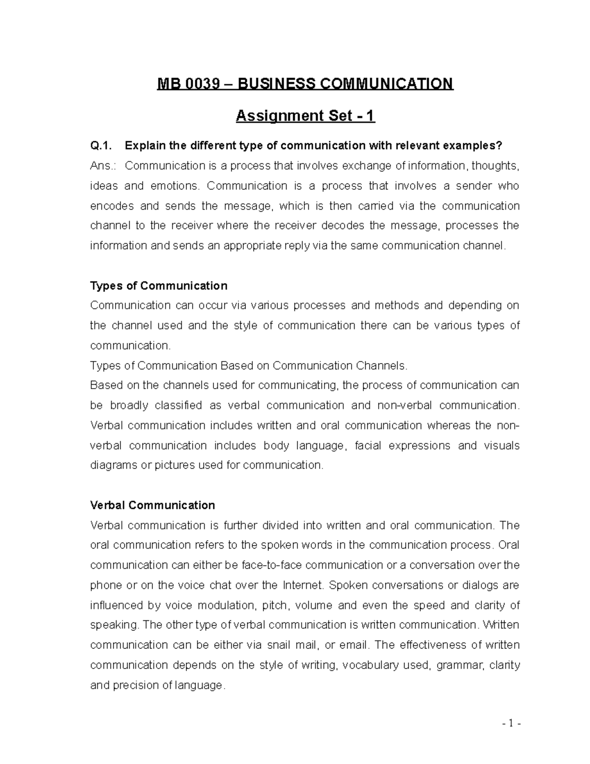 assignment topics for business communication