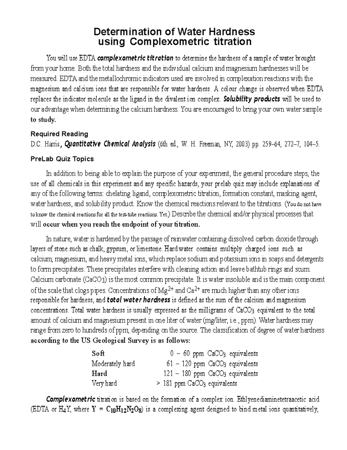 Spr05455 Wk4Lab - To Measure Total Hardness On Water By Complexometric ...