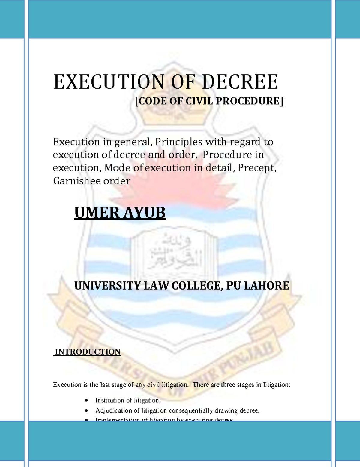 General Understanding On Execution Of Decree - Warning: TT: Undefined ...