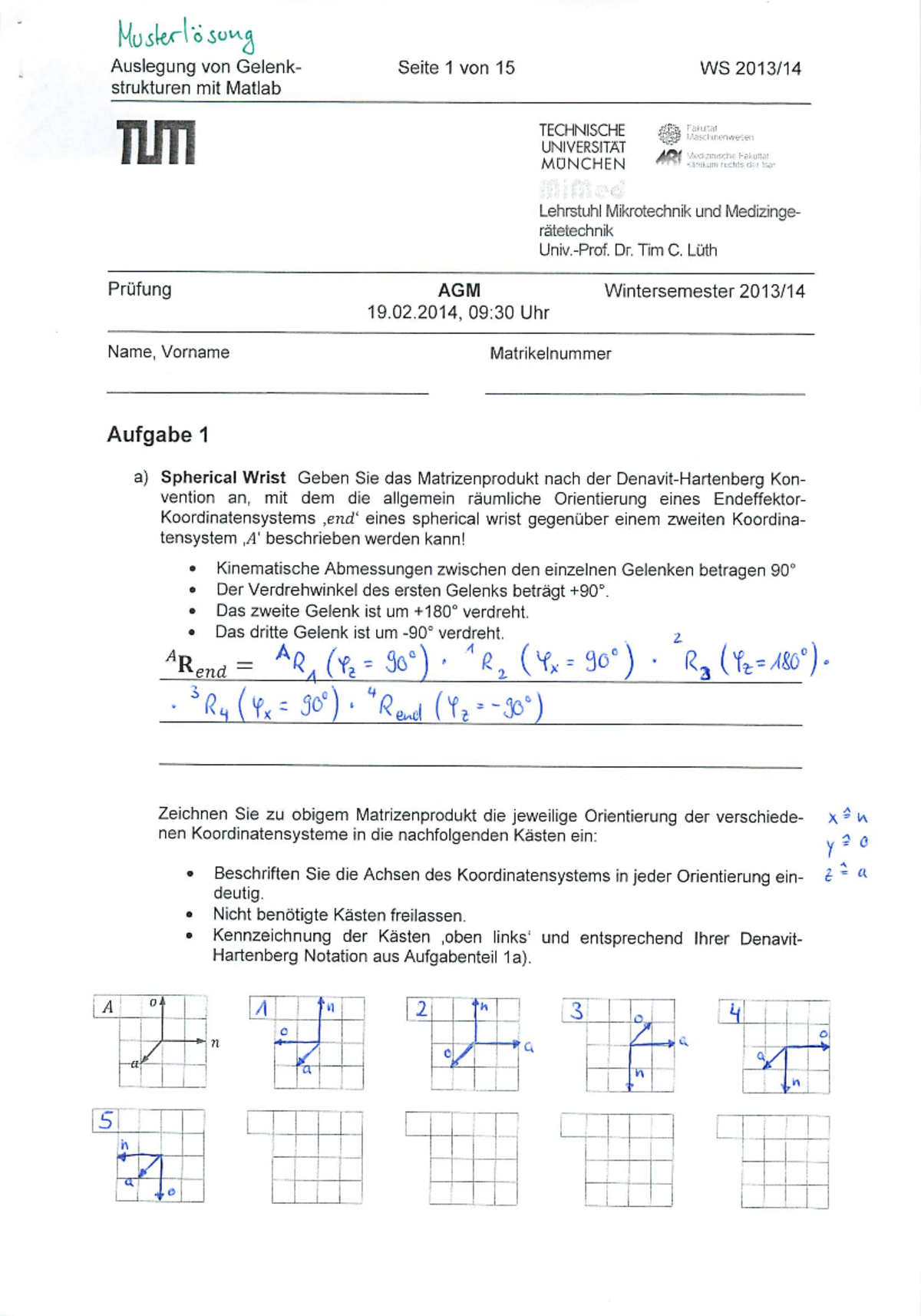 Musterlösung Prüfung WS1314/WS1415 - Kinematische Auslegung Von ...