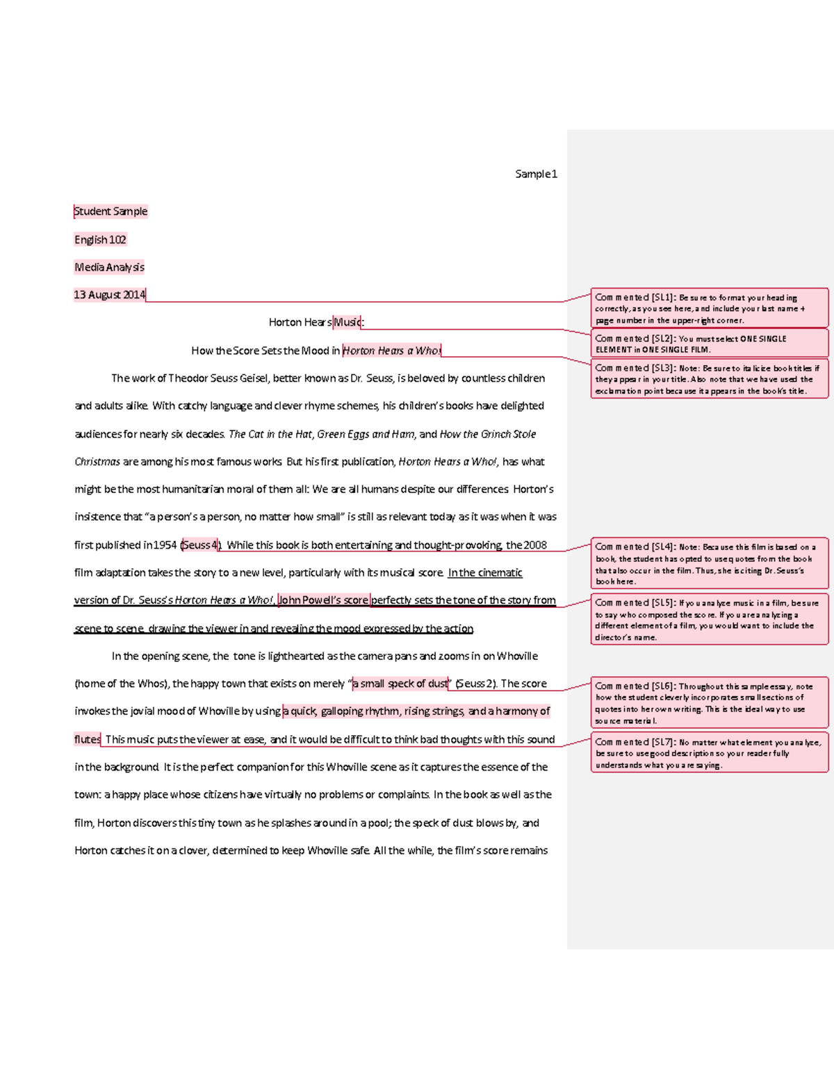 Media Analysis Sample 1 - Student Sample English 102 Media Analysis 13 ...