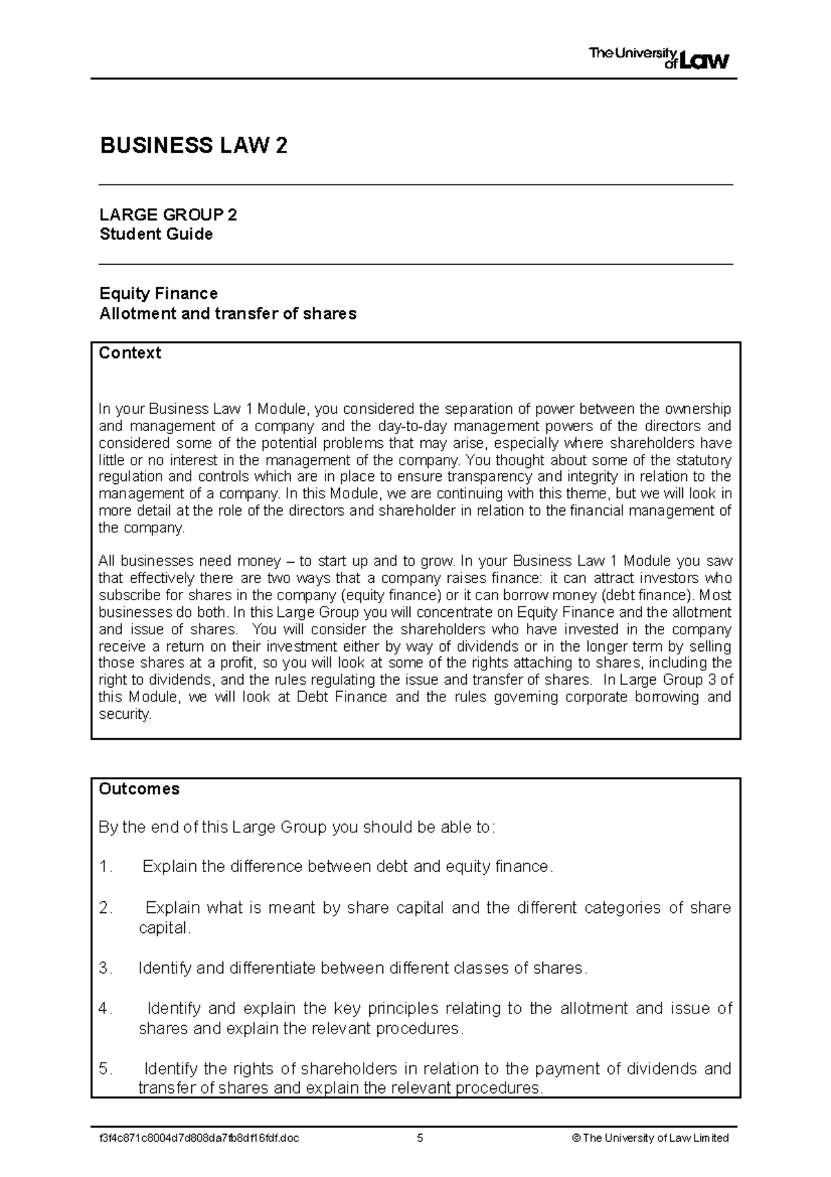 BL LG2 - notes - BUSINESS LAW 2 LARGE GROUP 2 Student Guide Equity ...