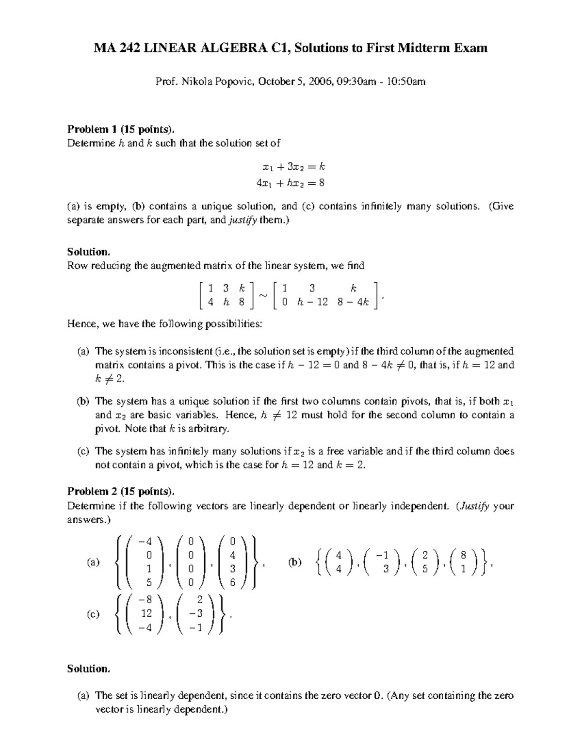 Midterm 1 sol - HI hello this is the cheat sheet - MA 242 LINEAR ...