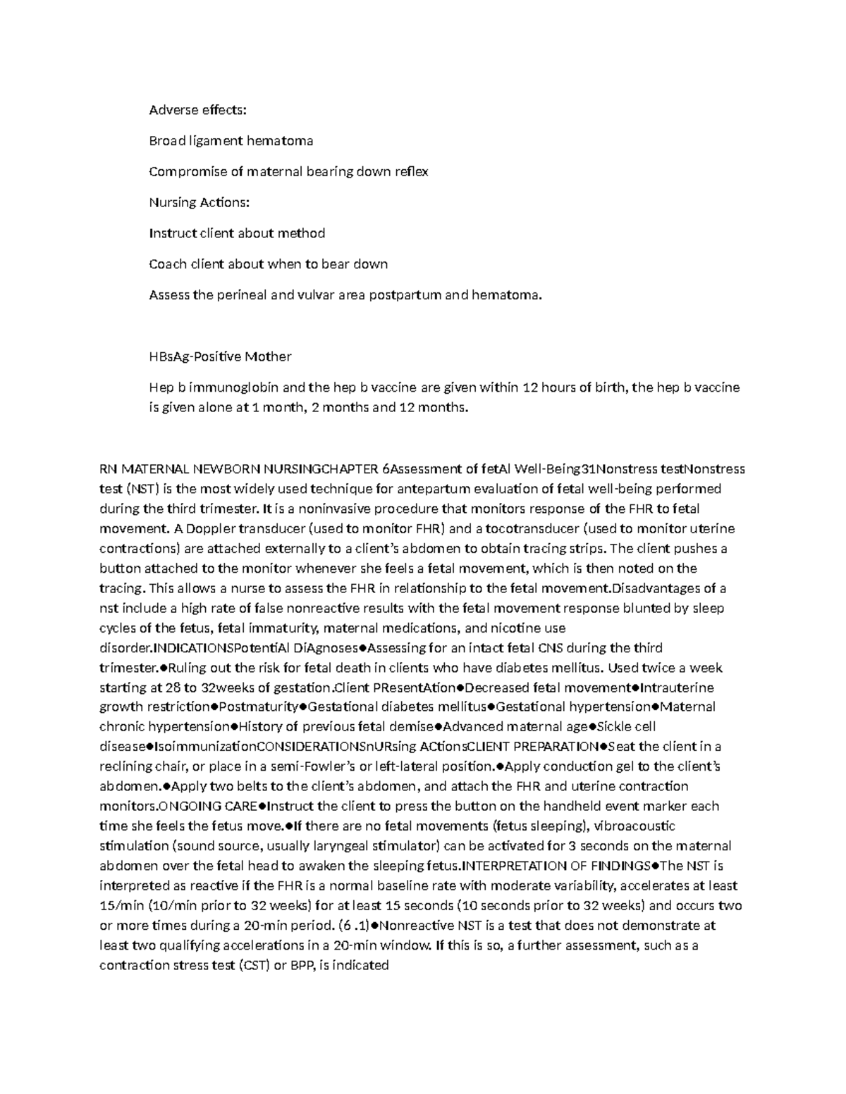 Maternity study guide 15 - Adverse e-ects: Broad ligament hematoma ...