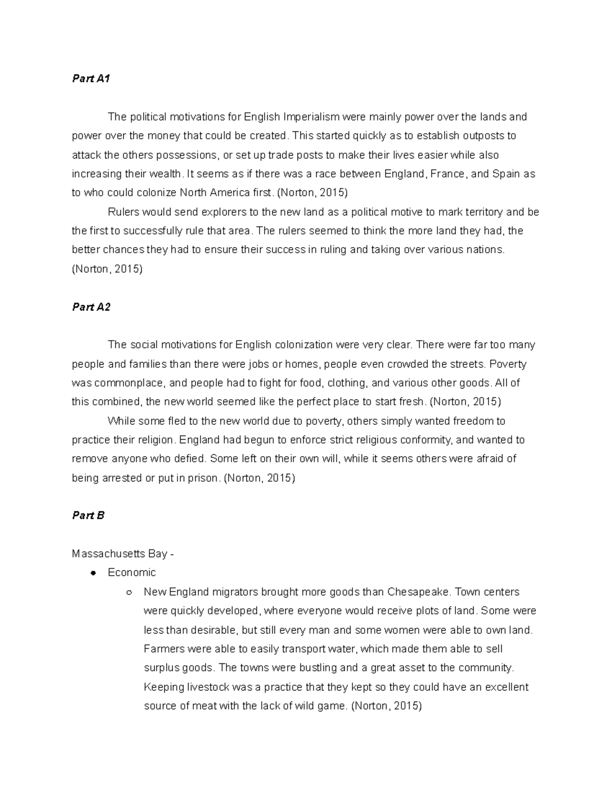 C121 - Task 1 - Part A The political motivations for English ...
