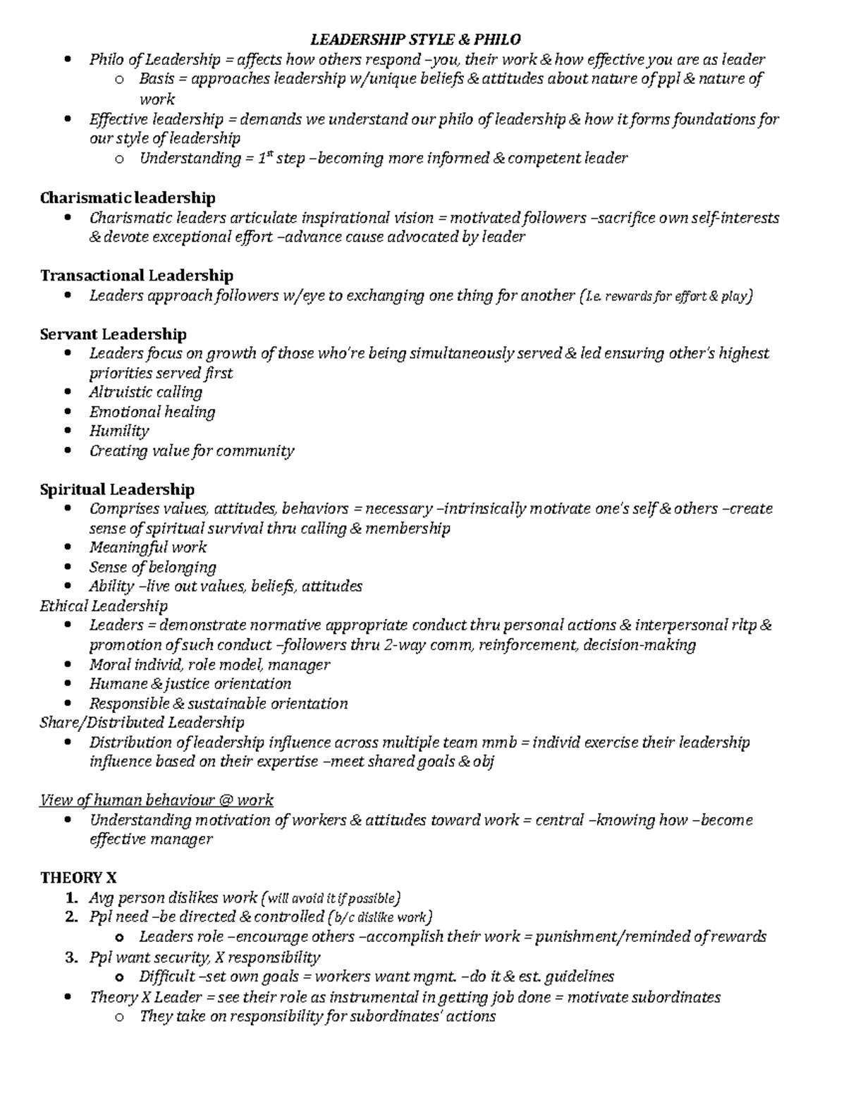 C3 - Leadership style & philo - LEADERSHIP STYLE & PHILO Philo of ...